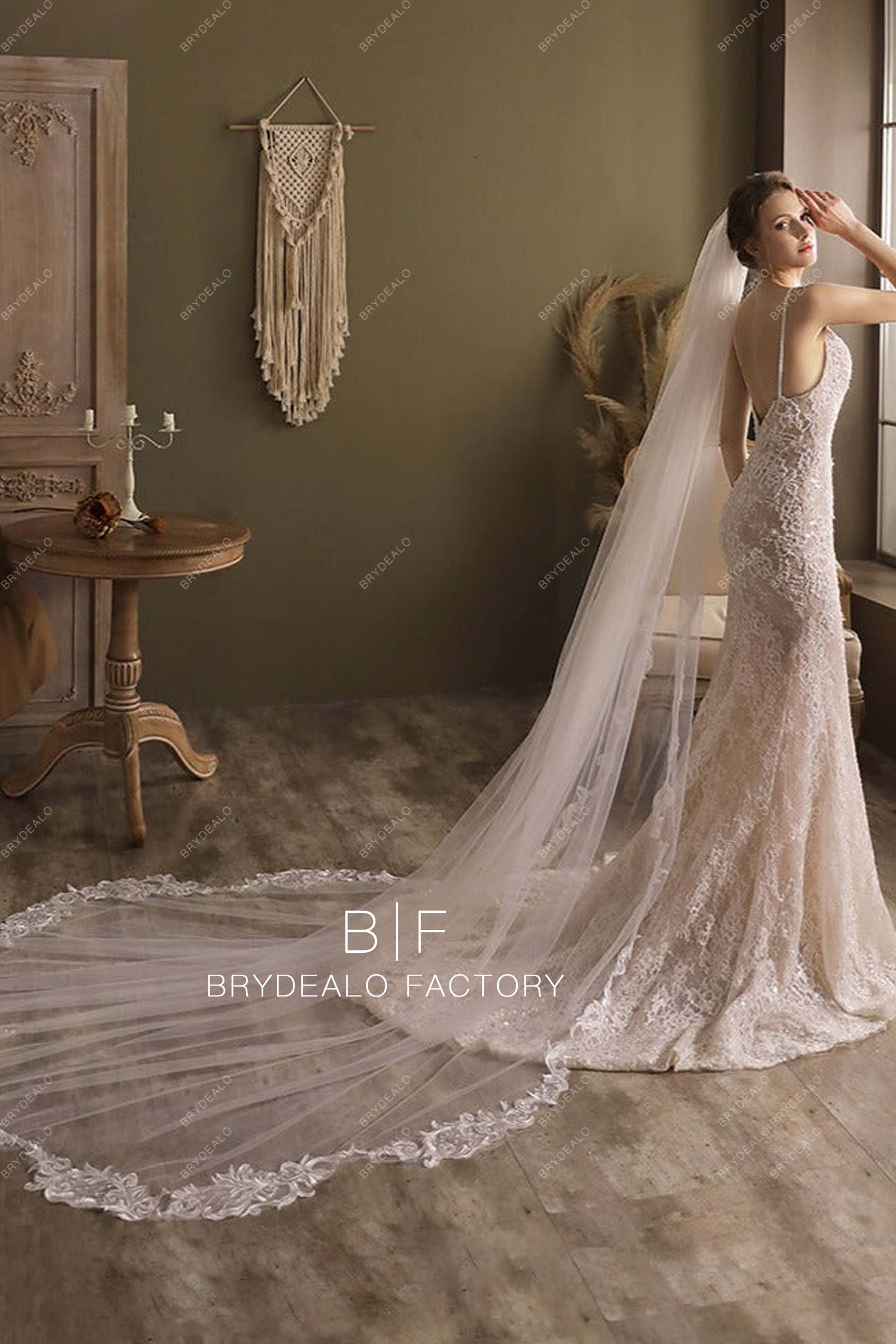 Cutout Lace Edge Bridal Veil