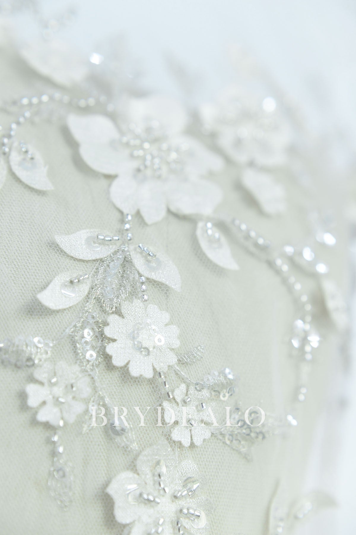 Designer Beaded Blooming Flower Lace Fabric Online