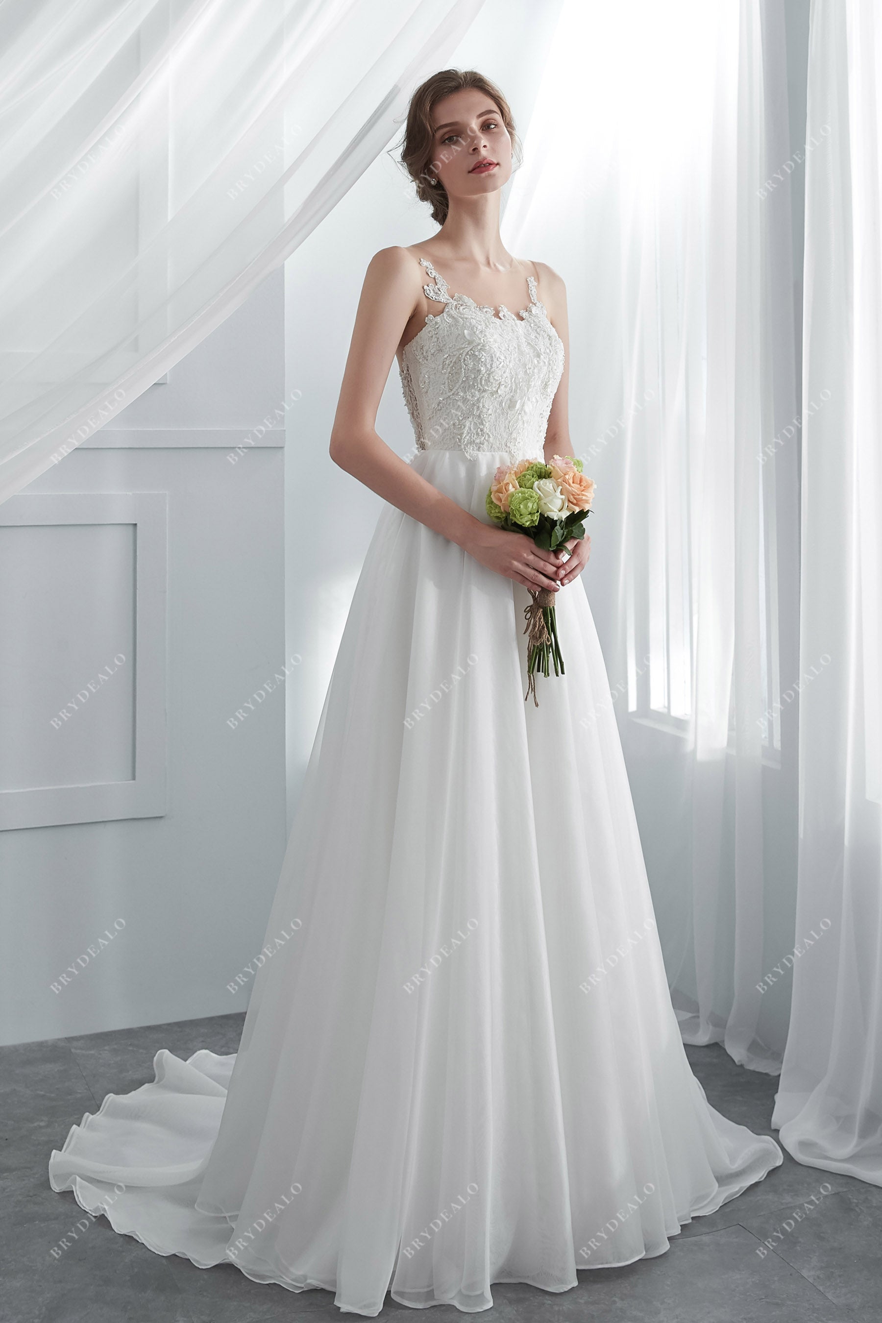 Designer Beaded Floral Lace Organza Bridal Gown Designer Beaded Floral Lace Organza Bridal Gown