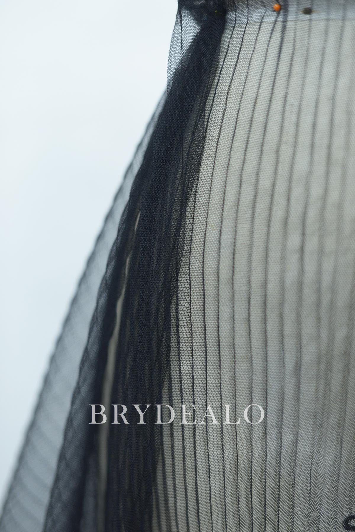 Black Soft Pleated Tulle Fabric