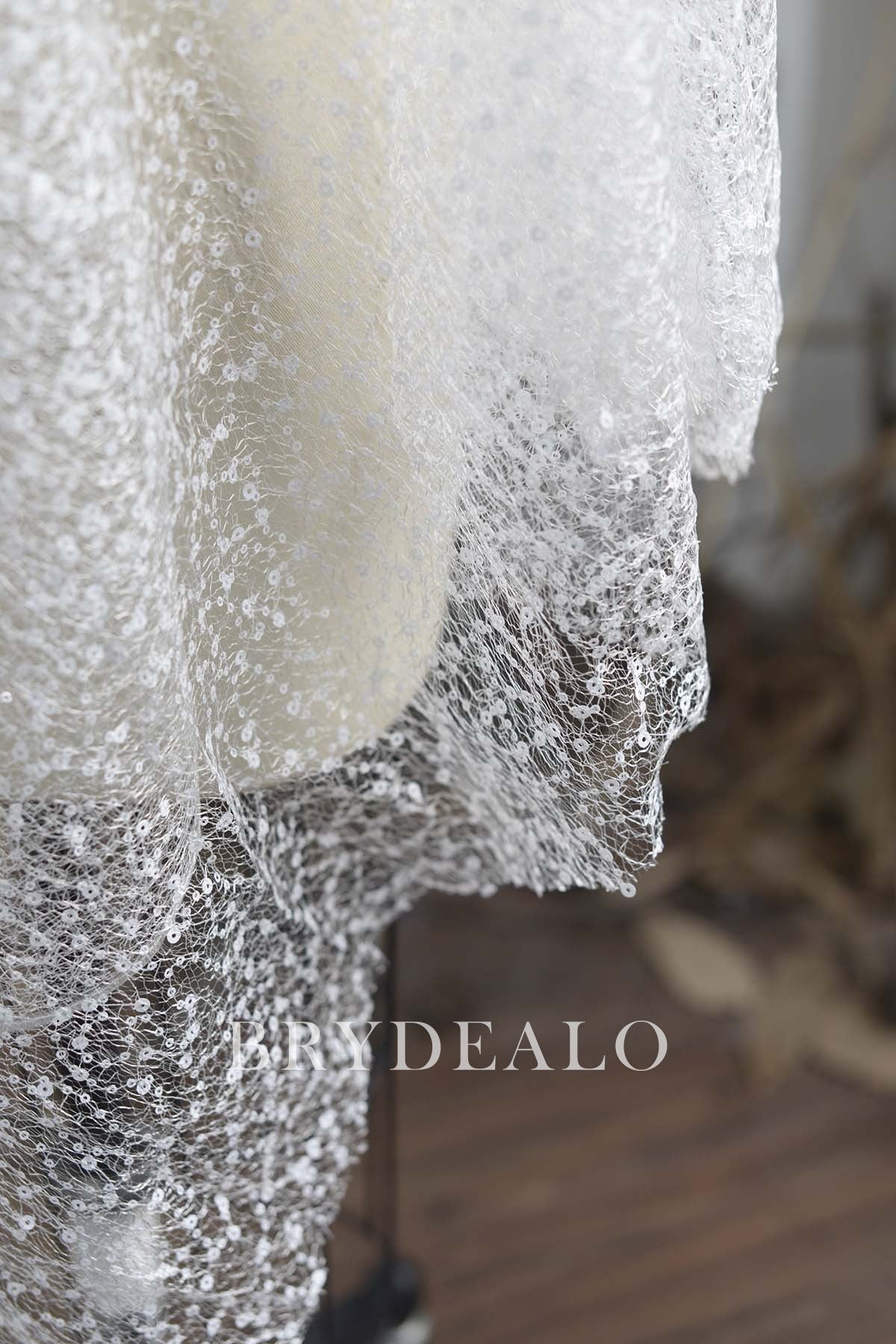 Designer Creamy White Sequin Clutter Net 