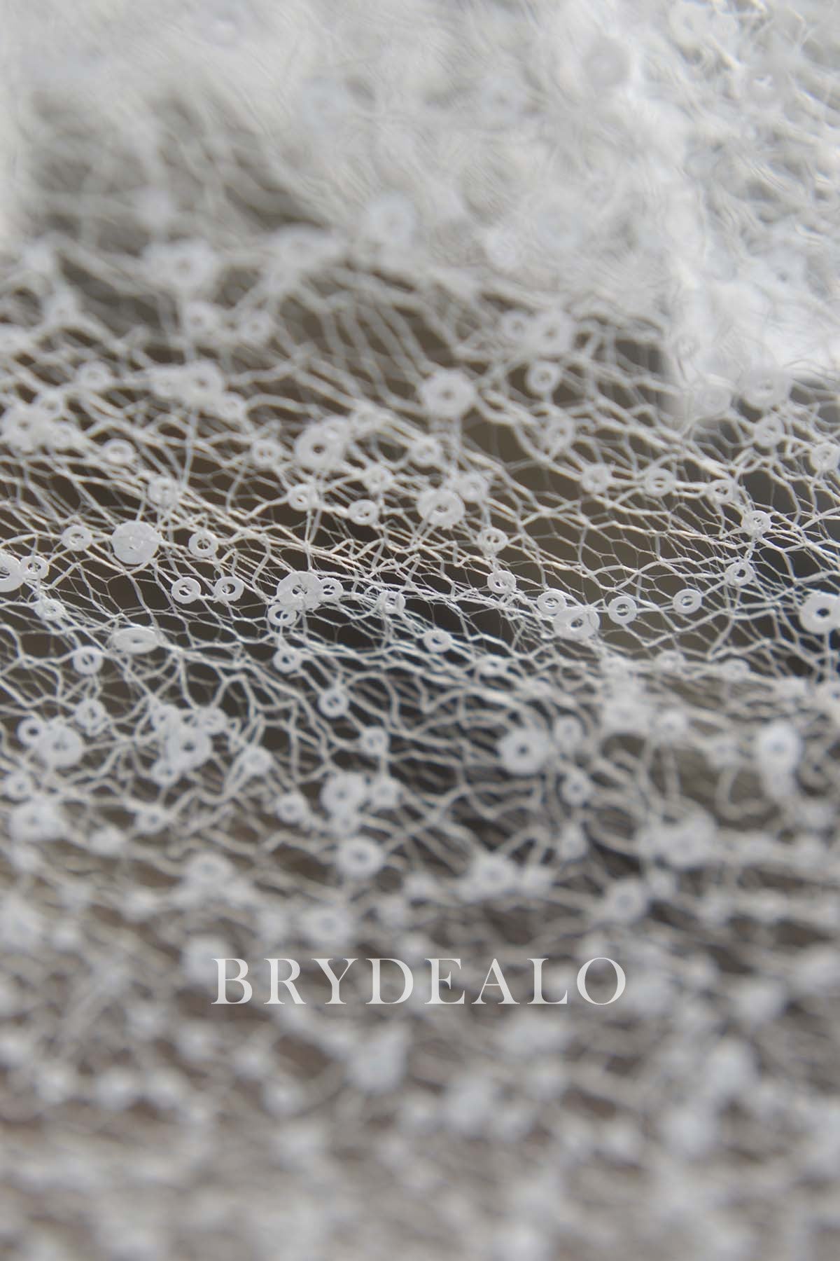 Creamy White Sequin Clutter Net Fabric
