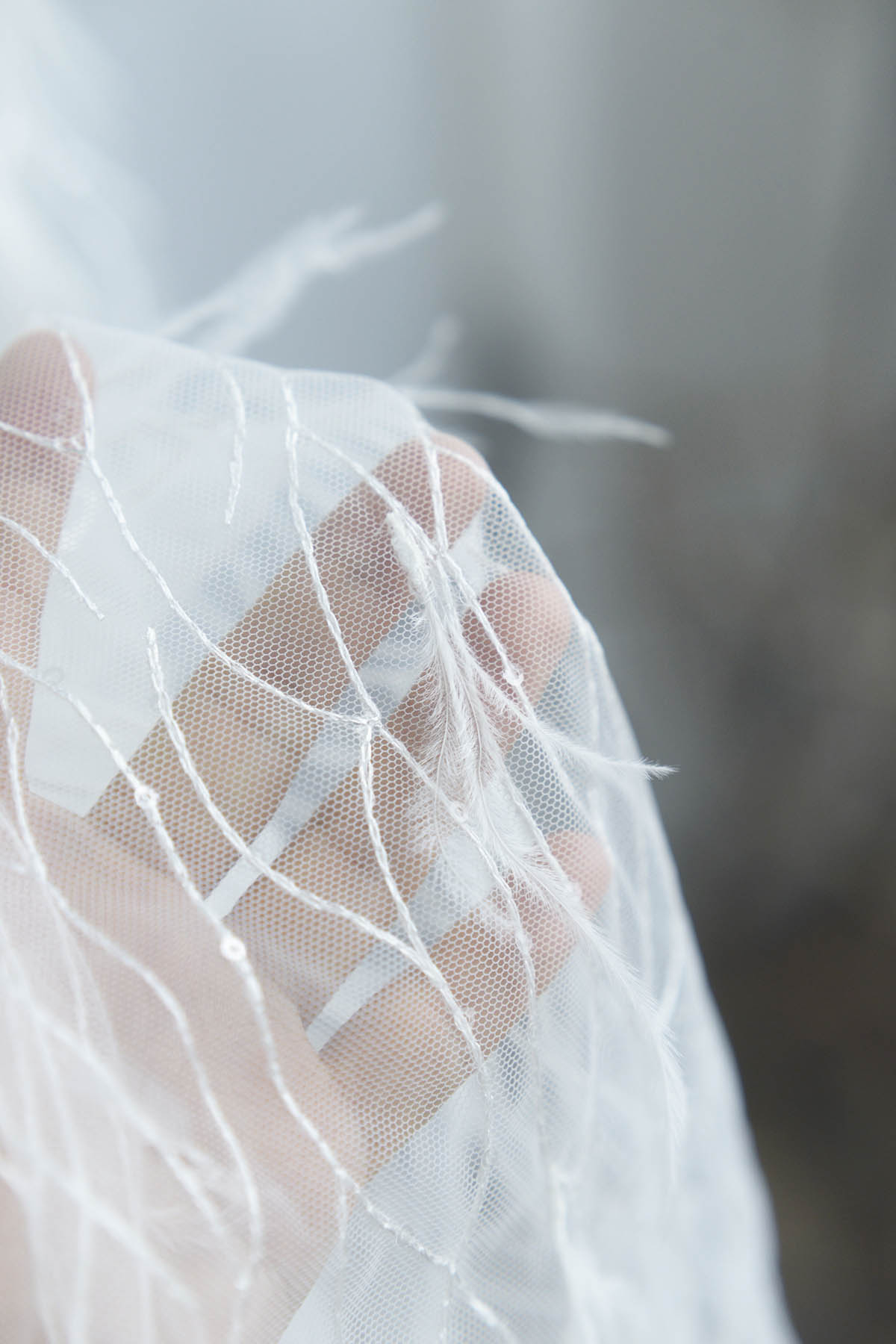 Ostrich Feather Sequin Bridal Lace Fabric