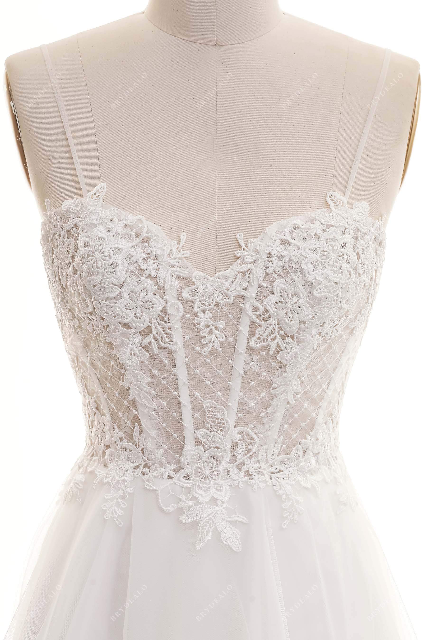 Dotted Sheer Corset Sweetheart Neck Bridal Dress