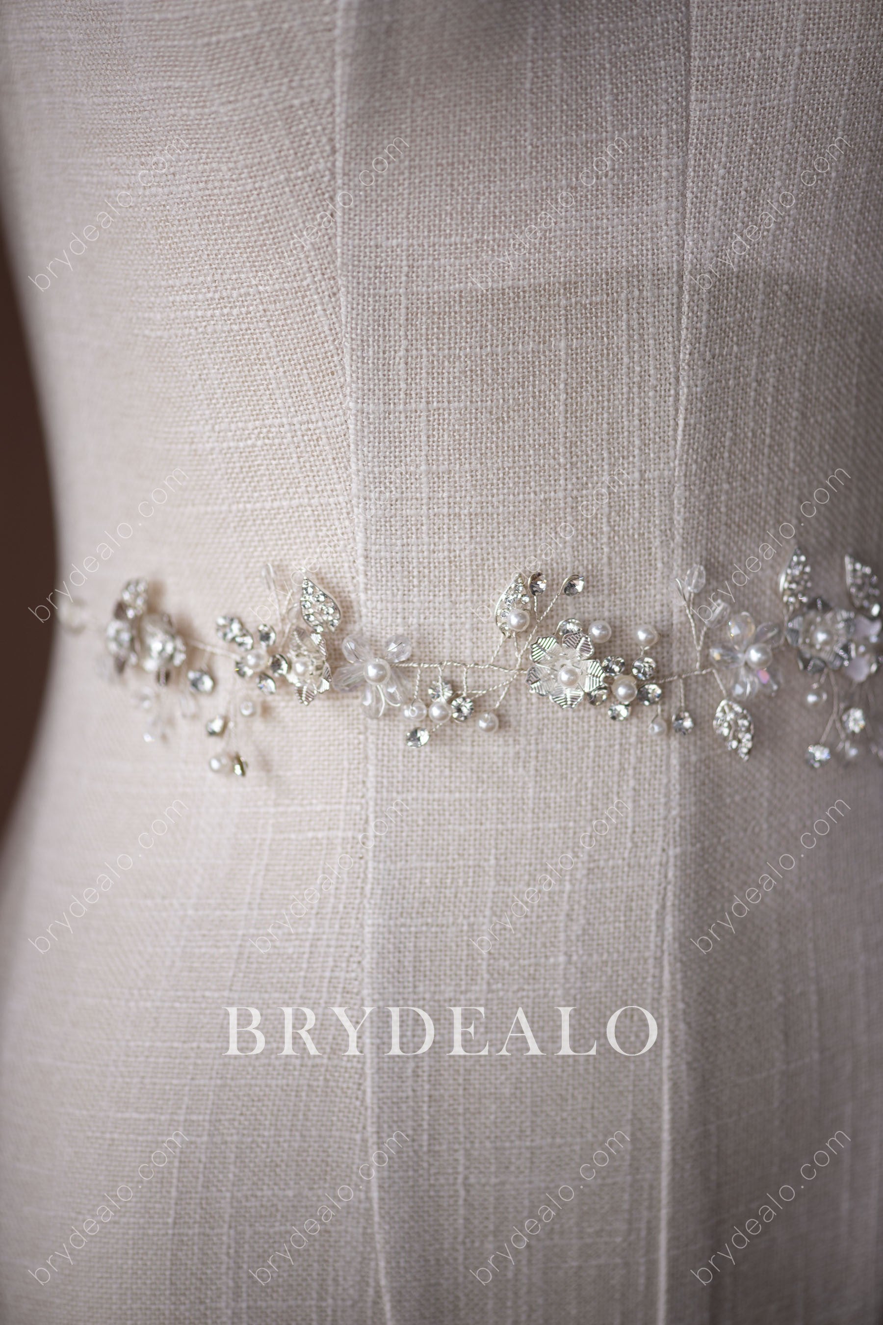 Wholesale Ethereal Pearl Flower Bridal Sash Online
