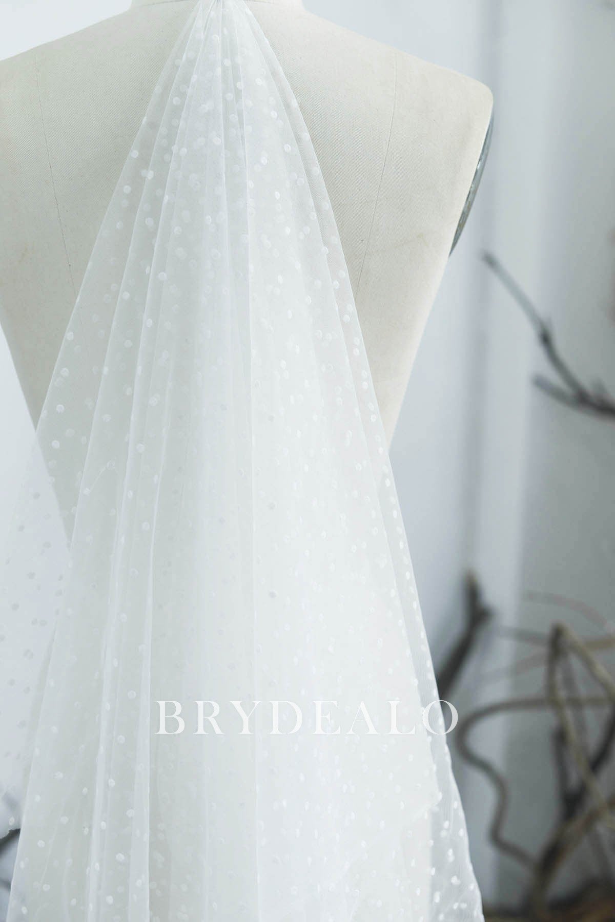 Even Small Flocked Polka Dot Mesh Lace