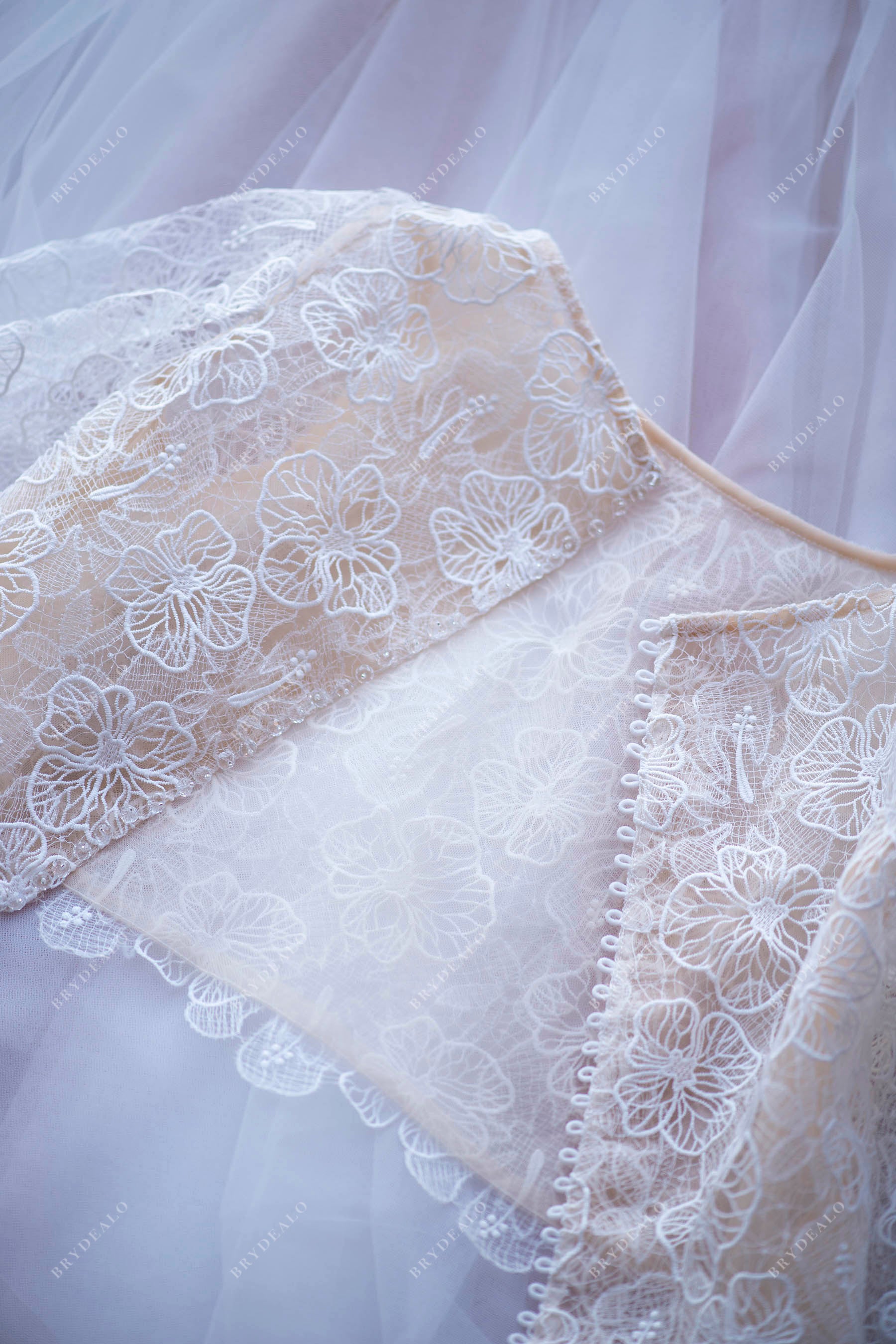 floral lace tulle layered wedding dress for wholesale