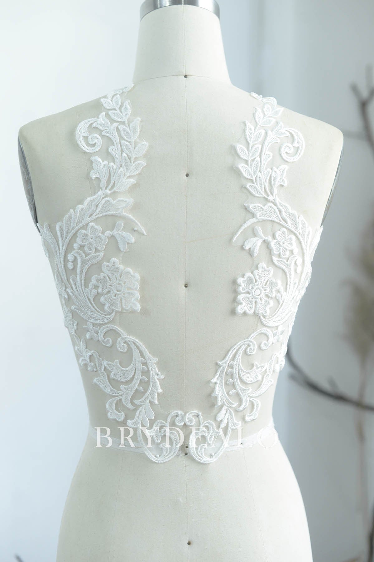 Embroidered Flower Leaf Bridal Lace Applique