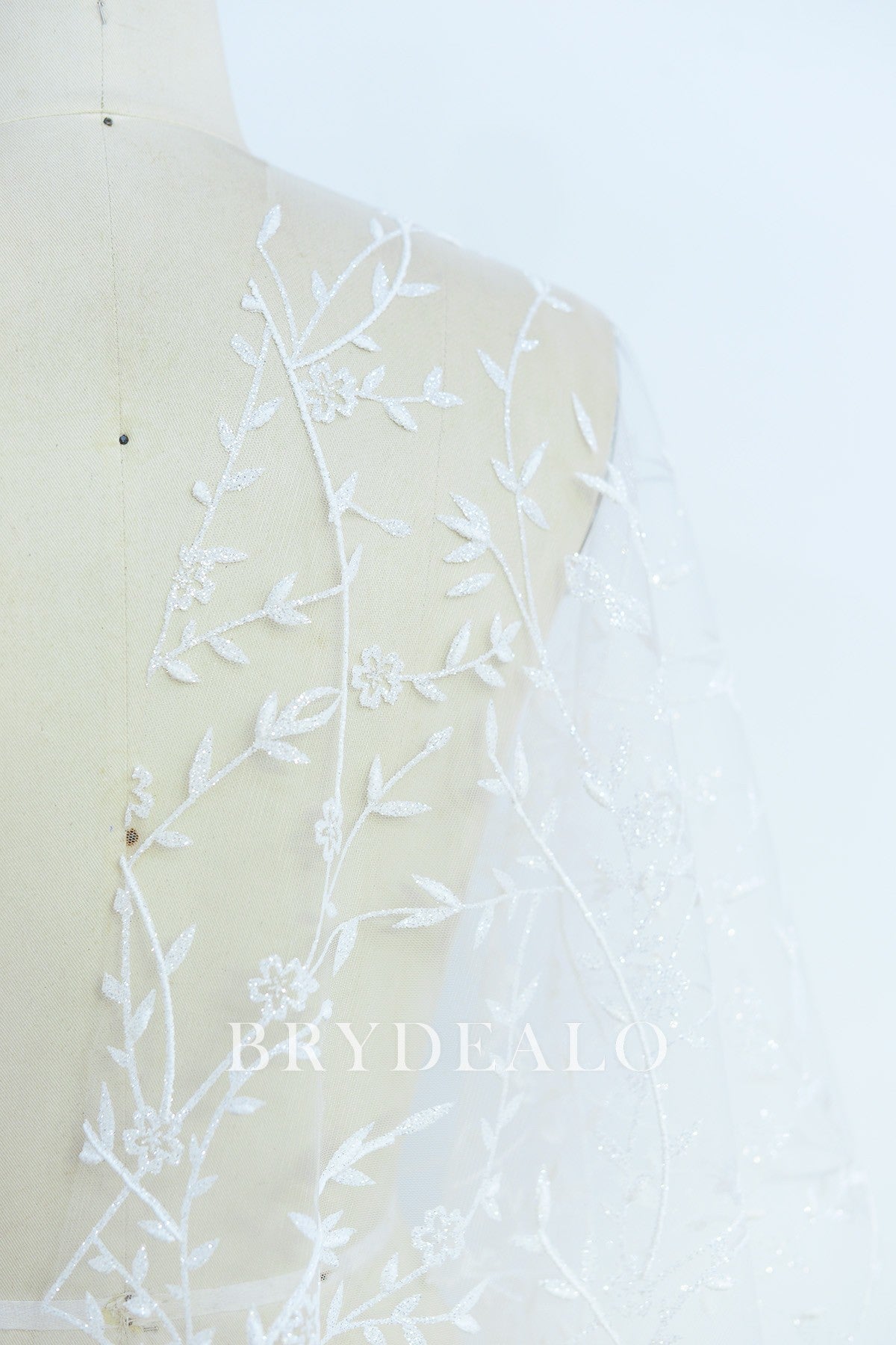 Glittery Leaf Motif Bridal Lace