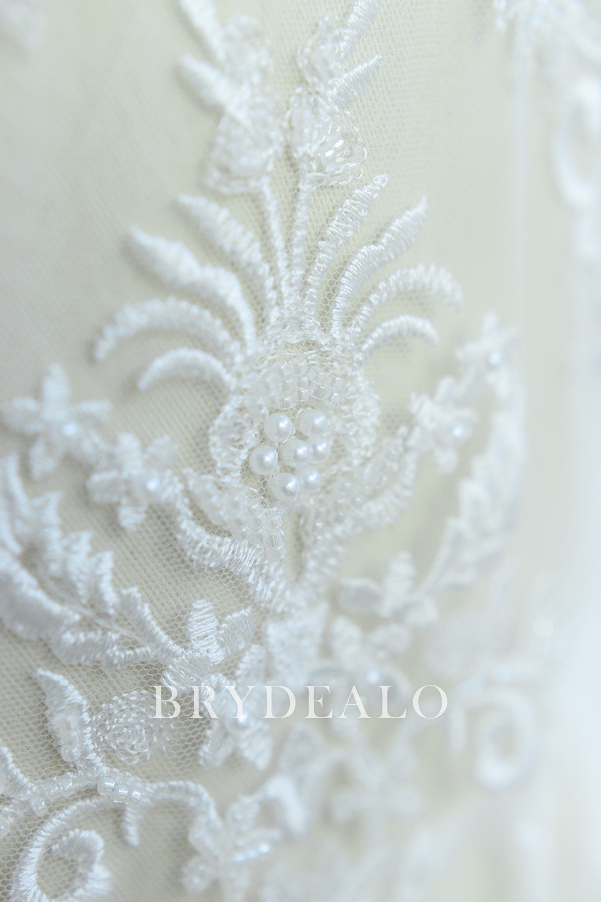 Wholesale Shimmery Symmetrical Beaded Flower Lace Fabric