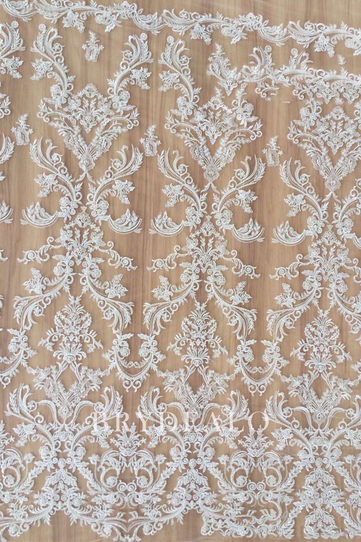 Shimmery Beaded Flower Lace Fabric