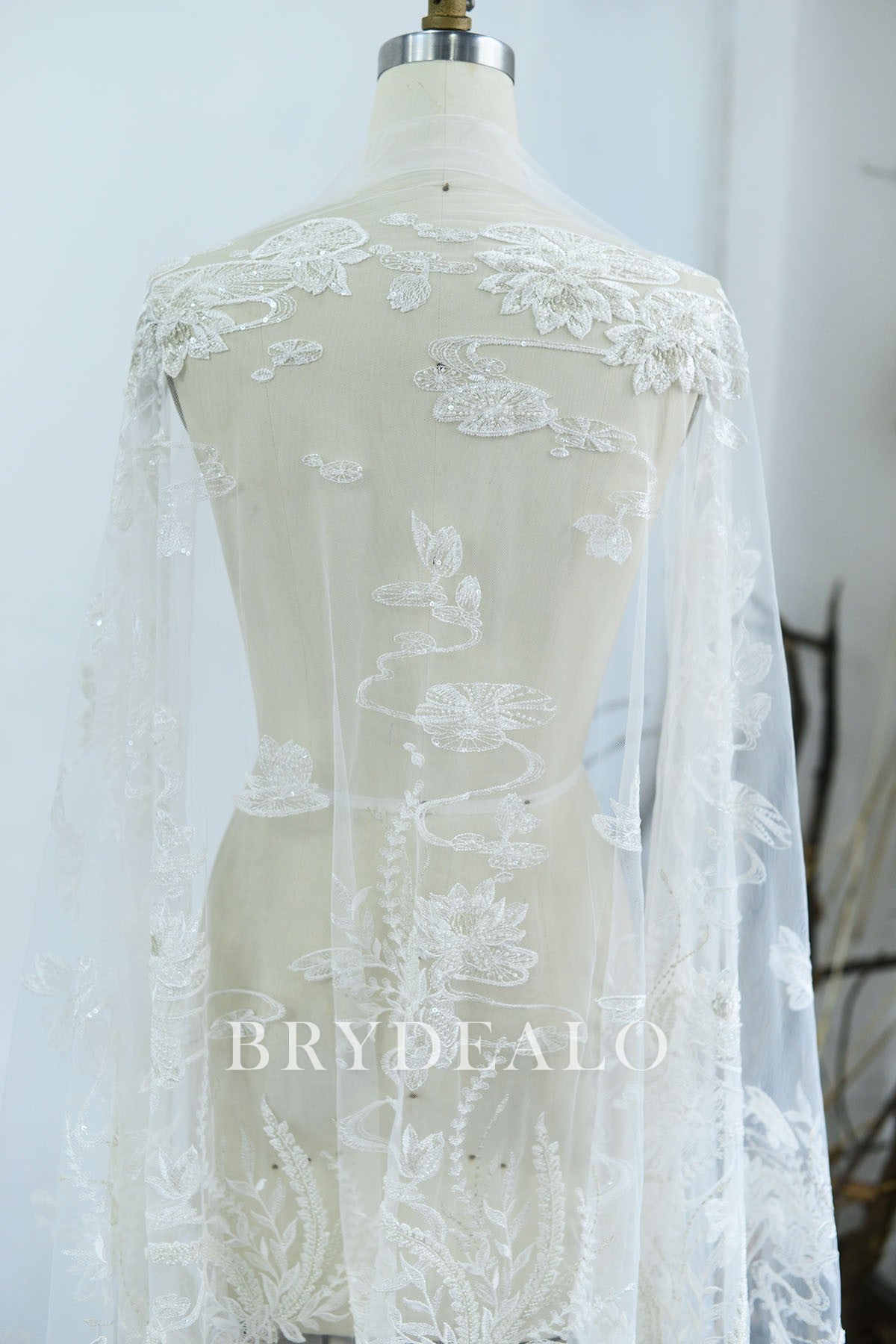 Wholesale Heavy Beaded Embroidery Lotus Lace Fabric