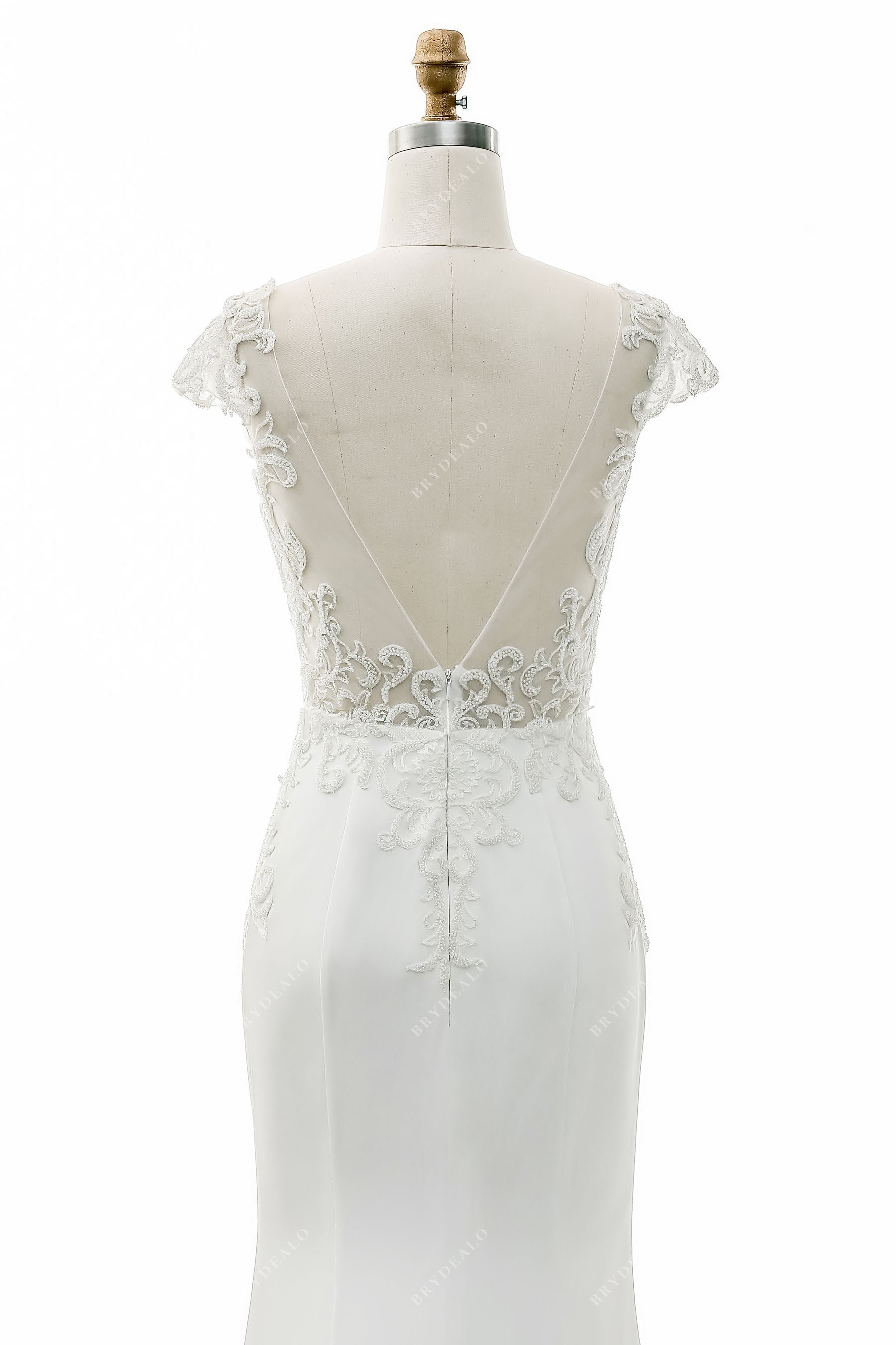 illusion V-back lace wedding gown