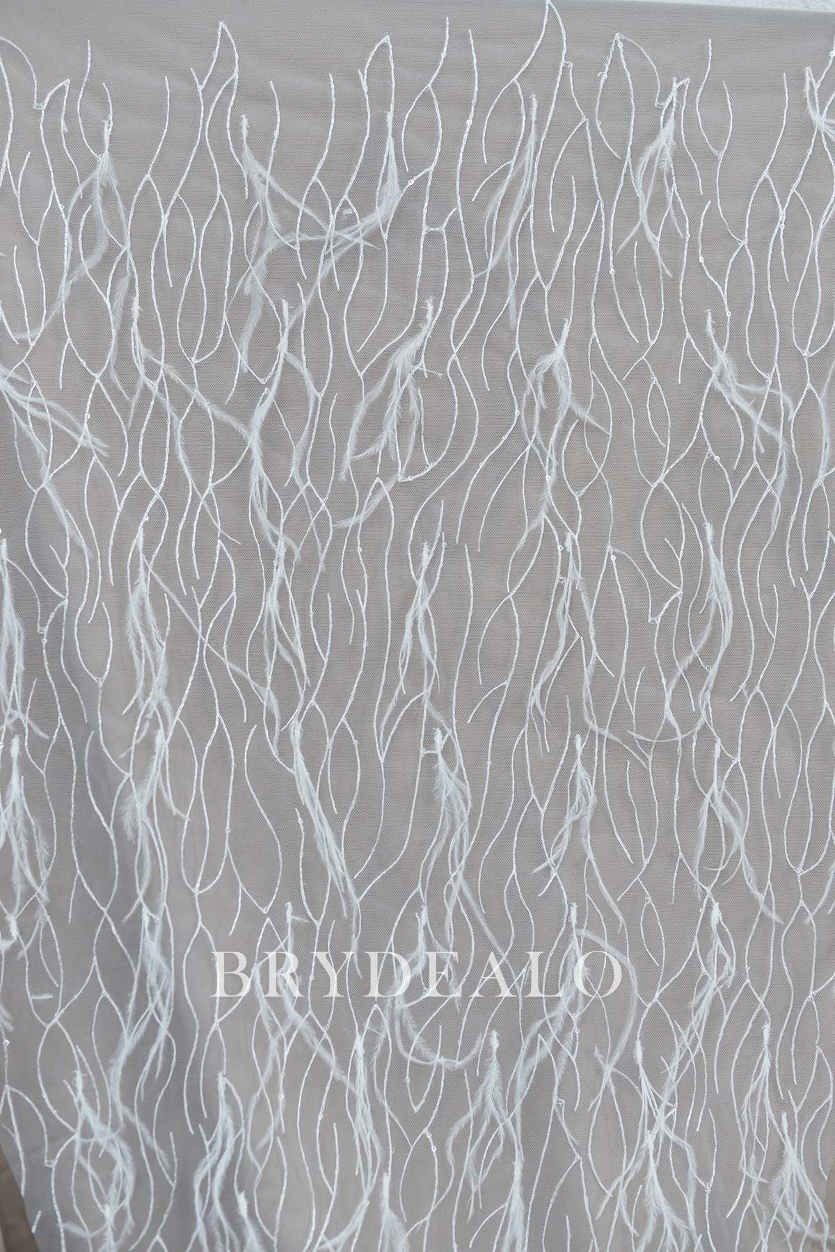 Ostrich Feather Sequin Lace Fabric