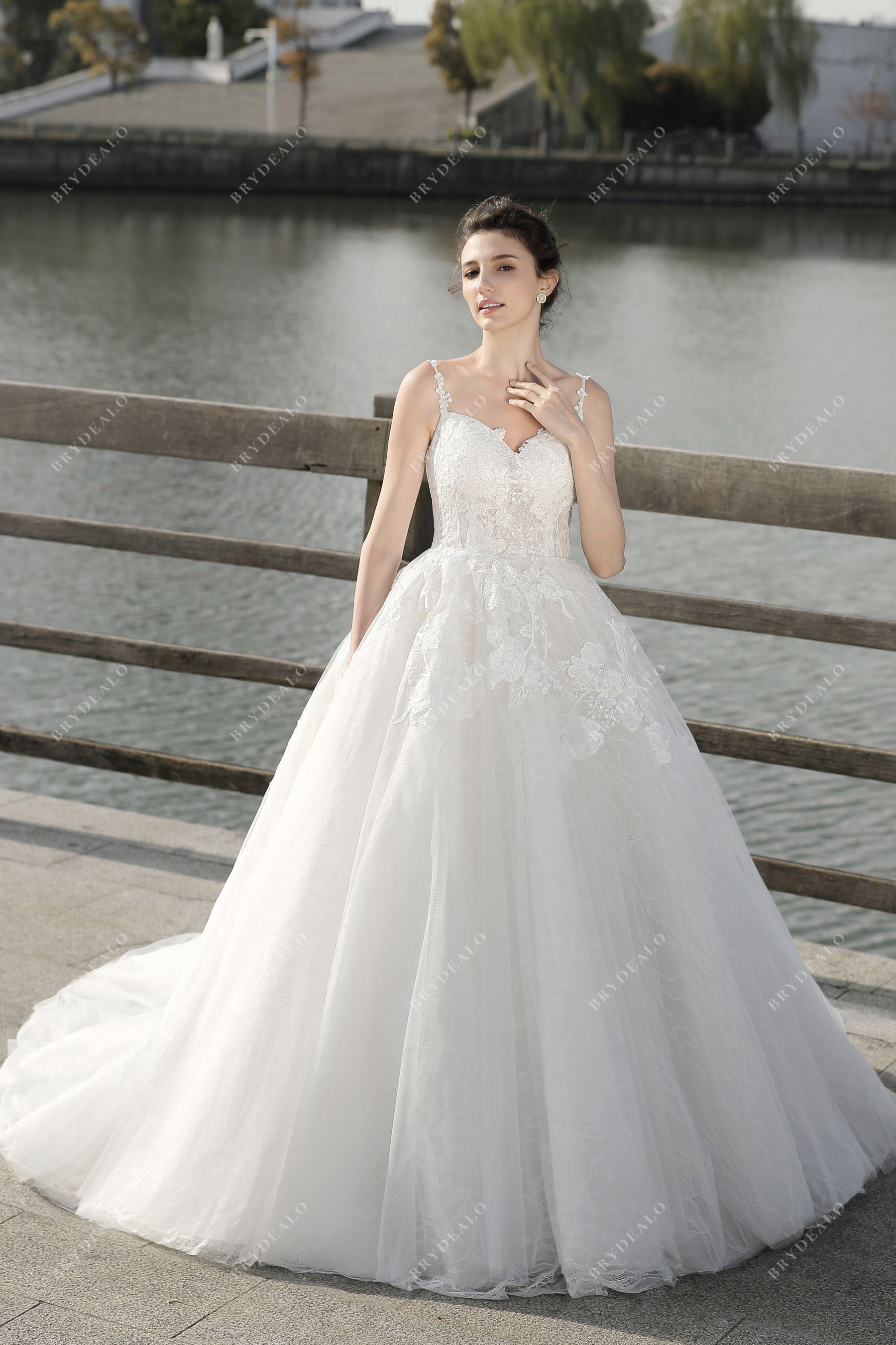 Spaghetti Strap Ball Gown Wedding Dress