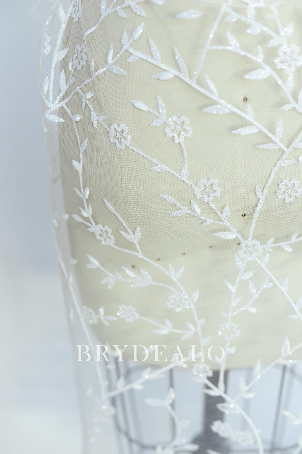 Leaf Motif Bridal Lace Fabric