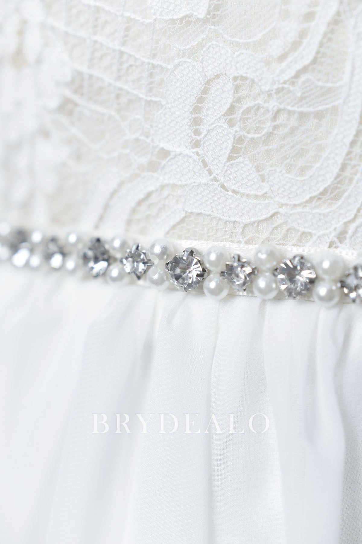 Cheap Linear Pearls Crystals Bridal Sash
