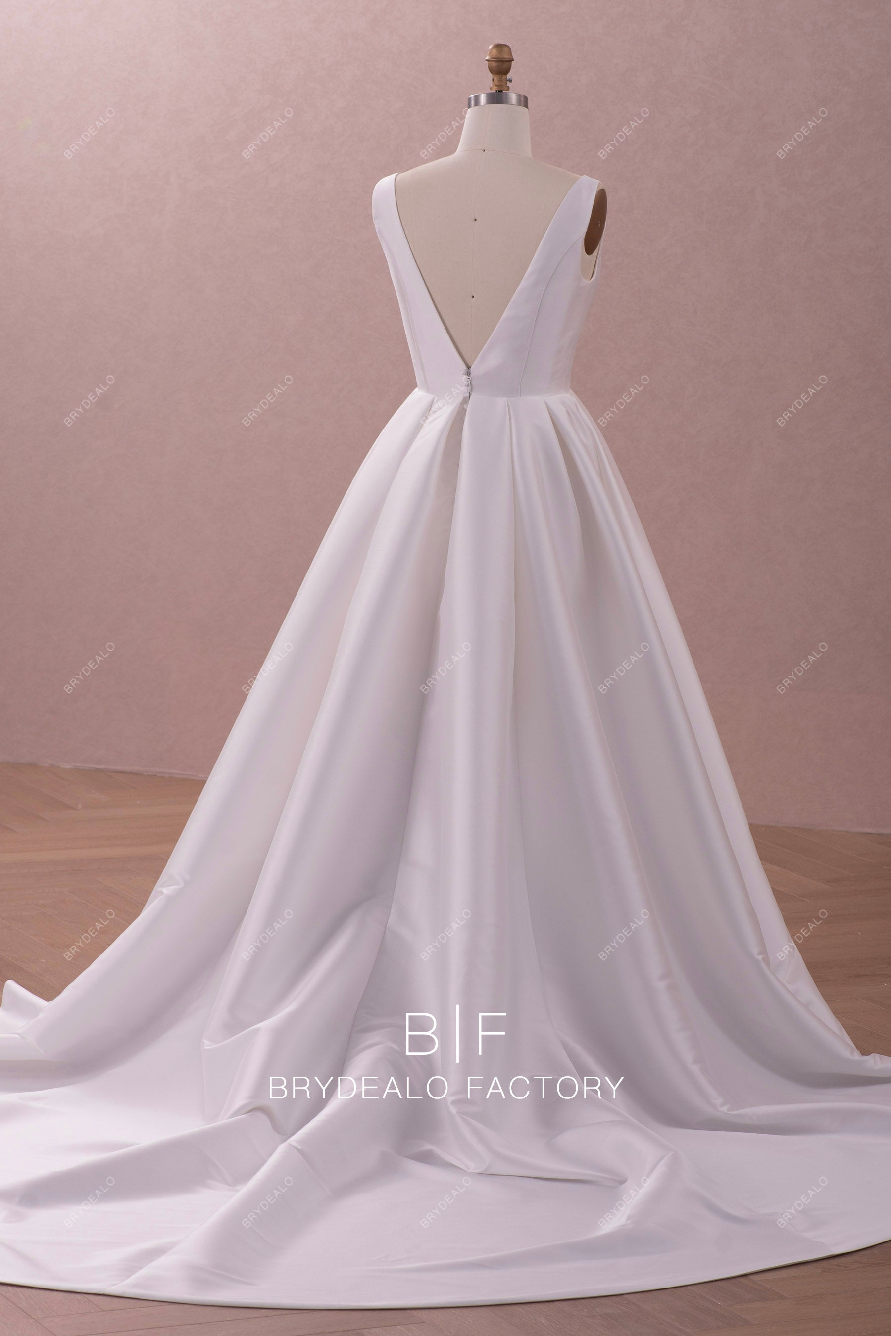 long simple mikado wedding dress