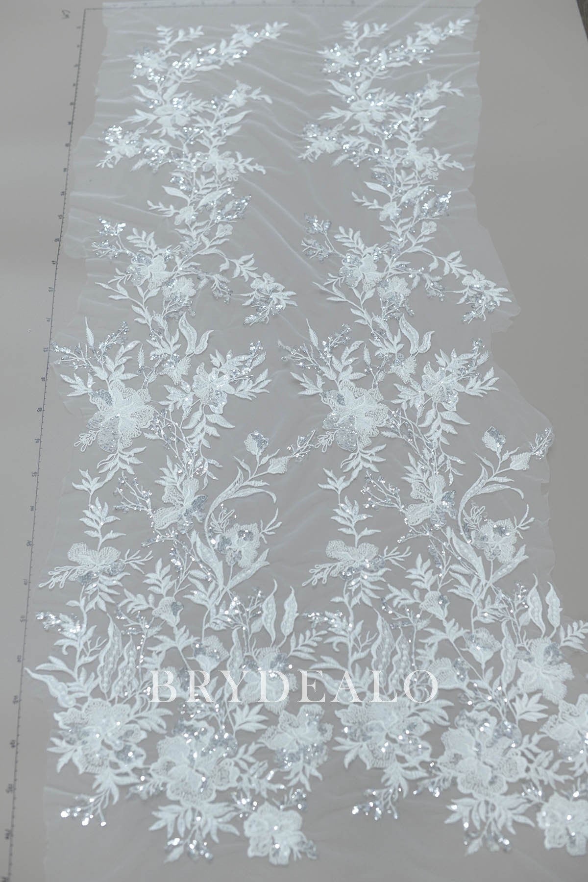 Luxury Beaded Flower Leaf Bridal Lace