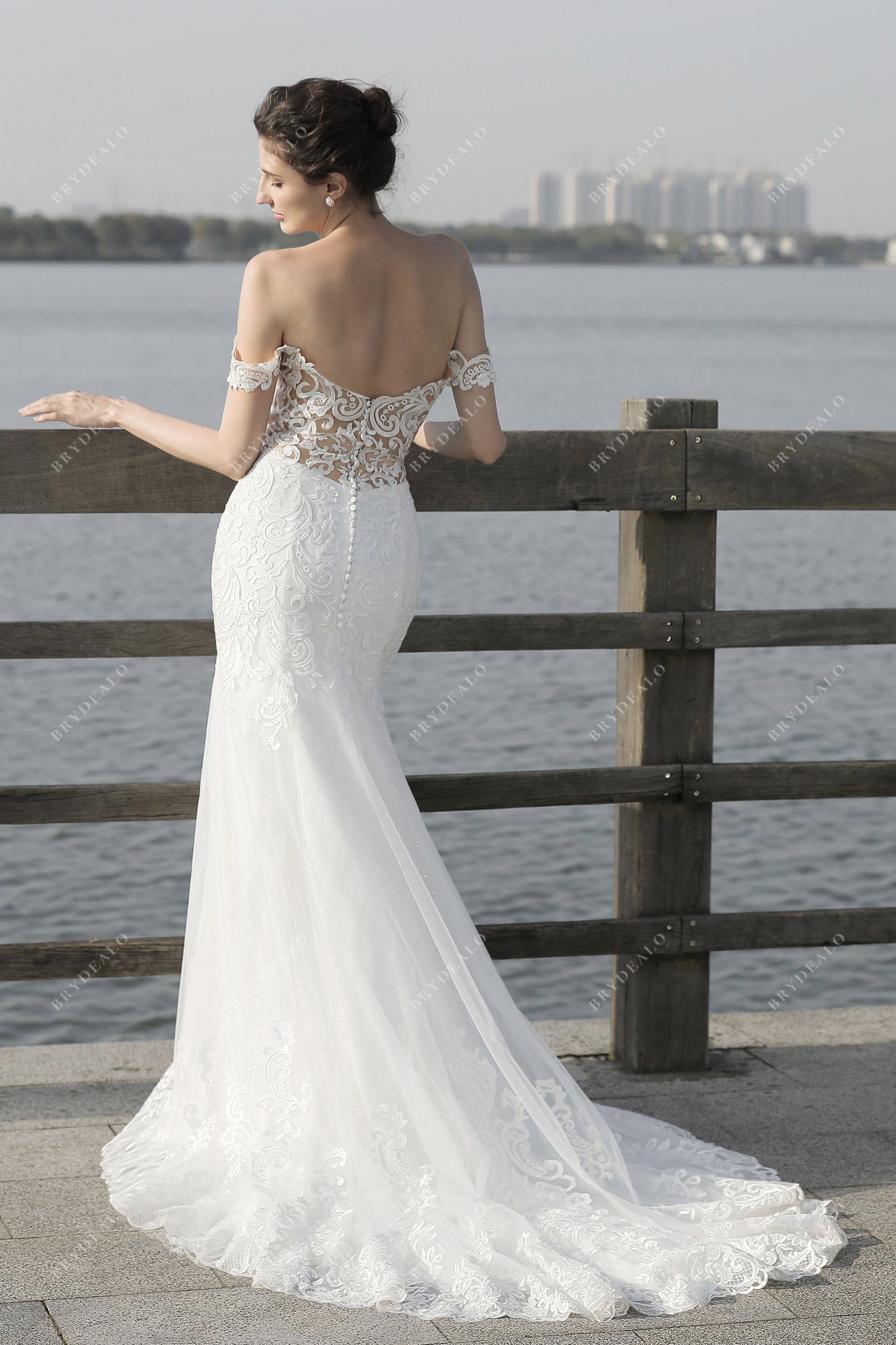 Sample Sale | Off-the-Shoulder Mermaid Lace Long Wedding Dress