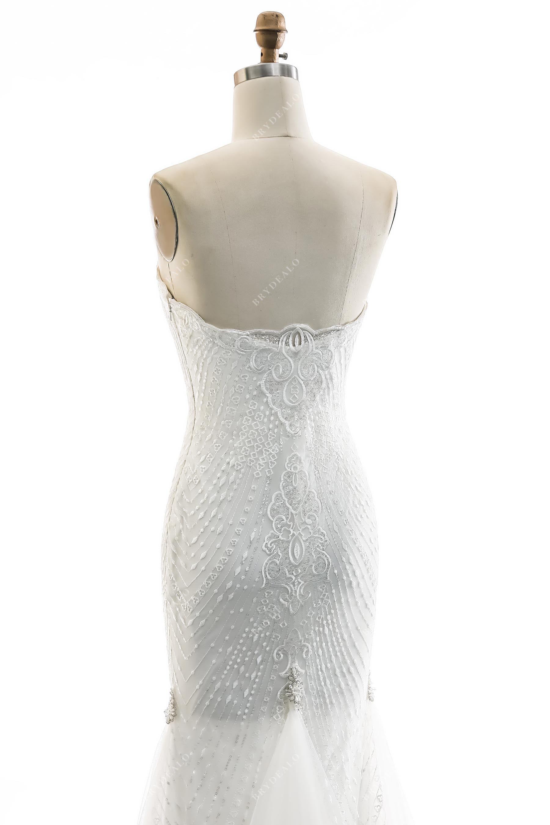 Open Back Beaded Lace Wedding Dress