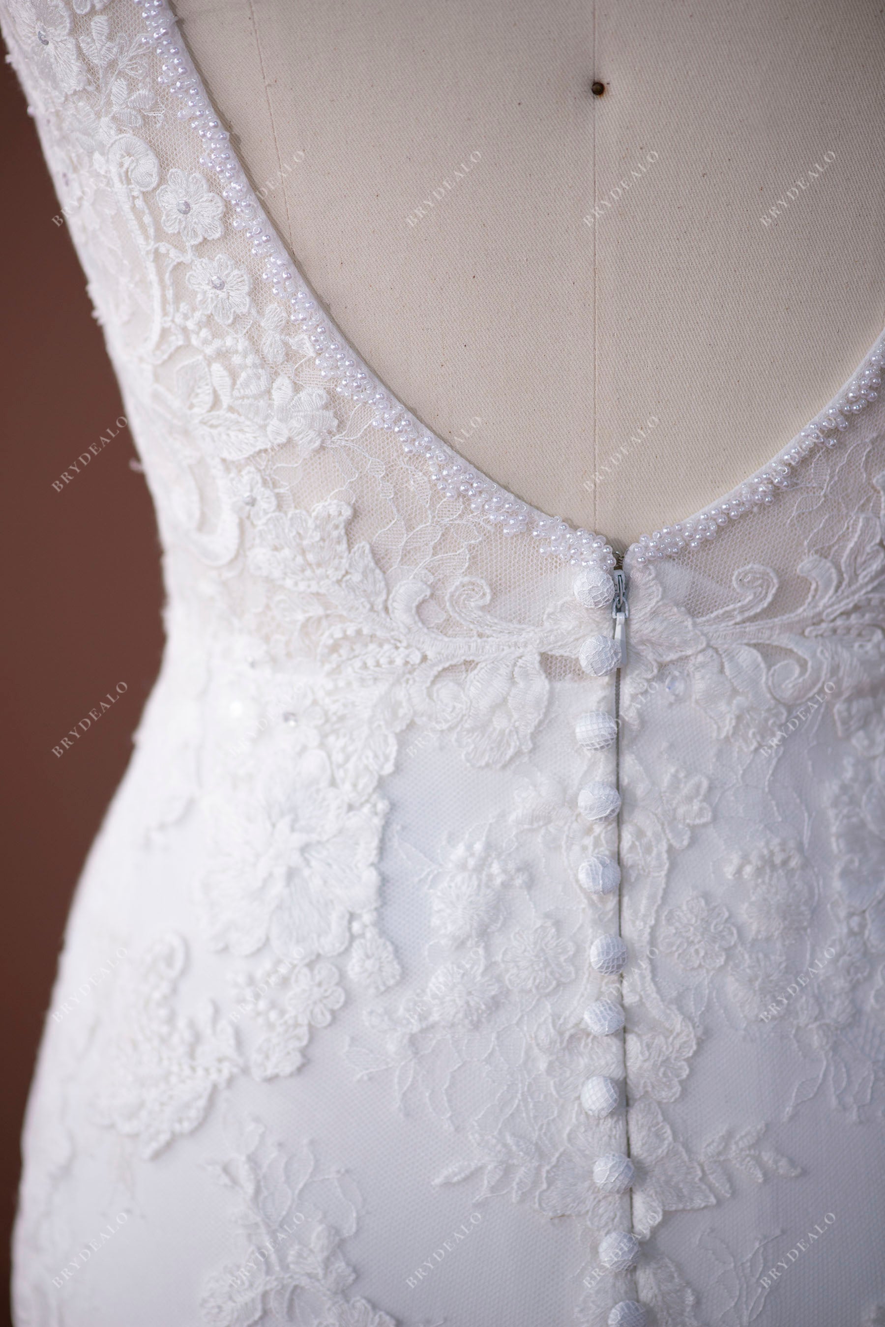 open back buttons decorated wedding dress