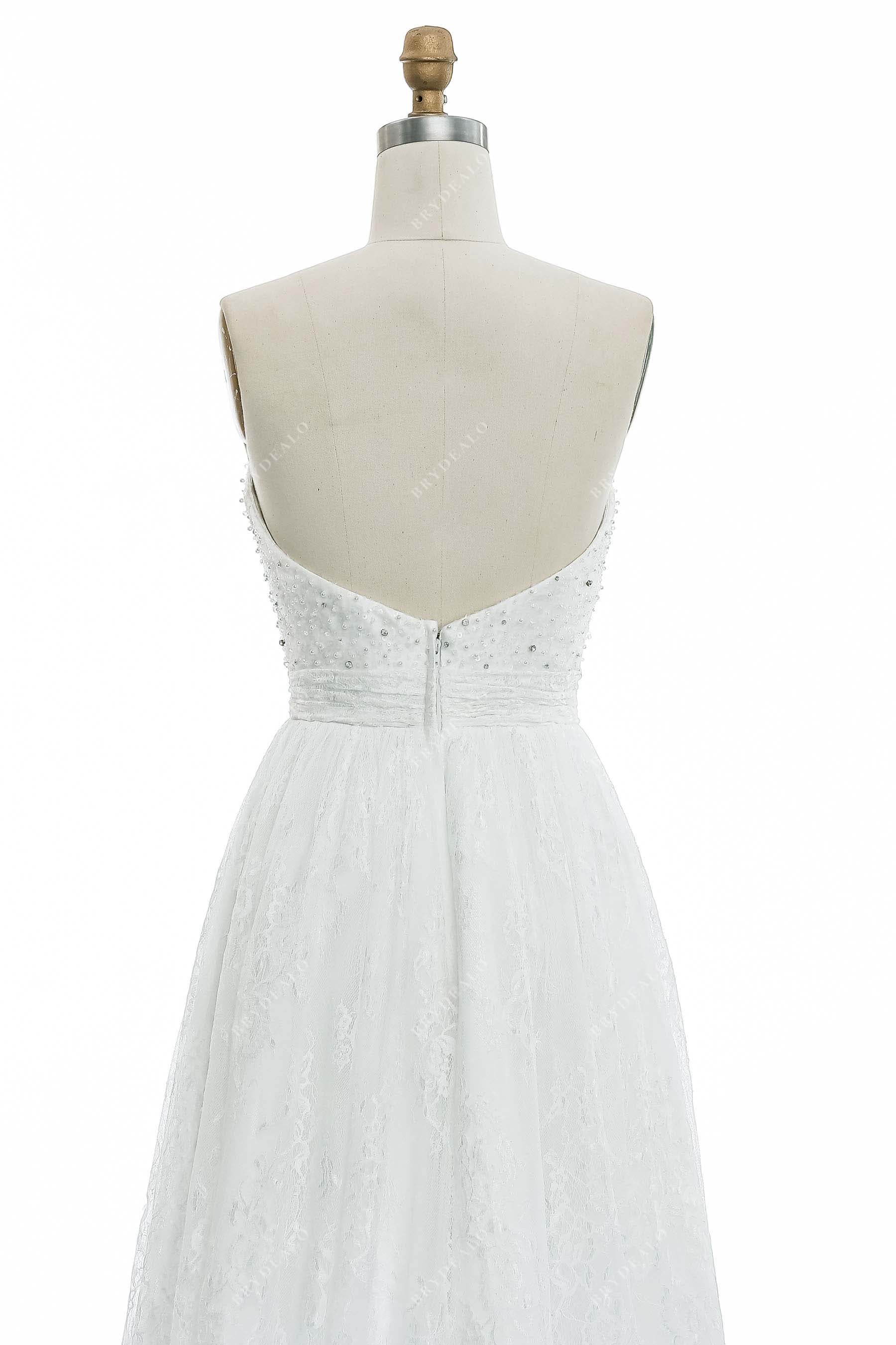 Open Back Crystals Short Casual Bridal Dress
