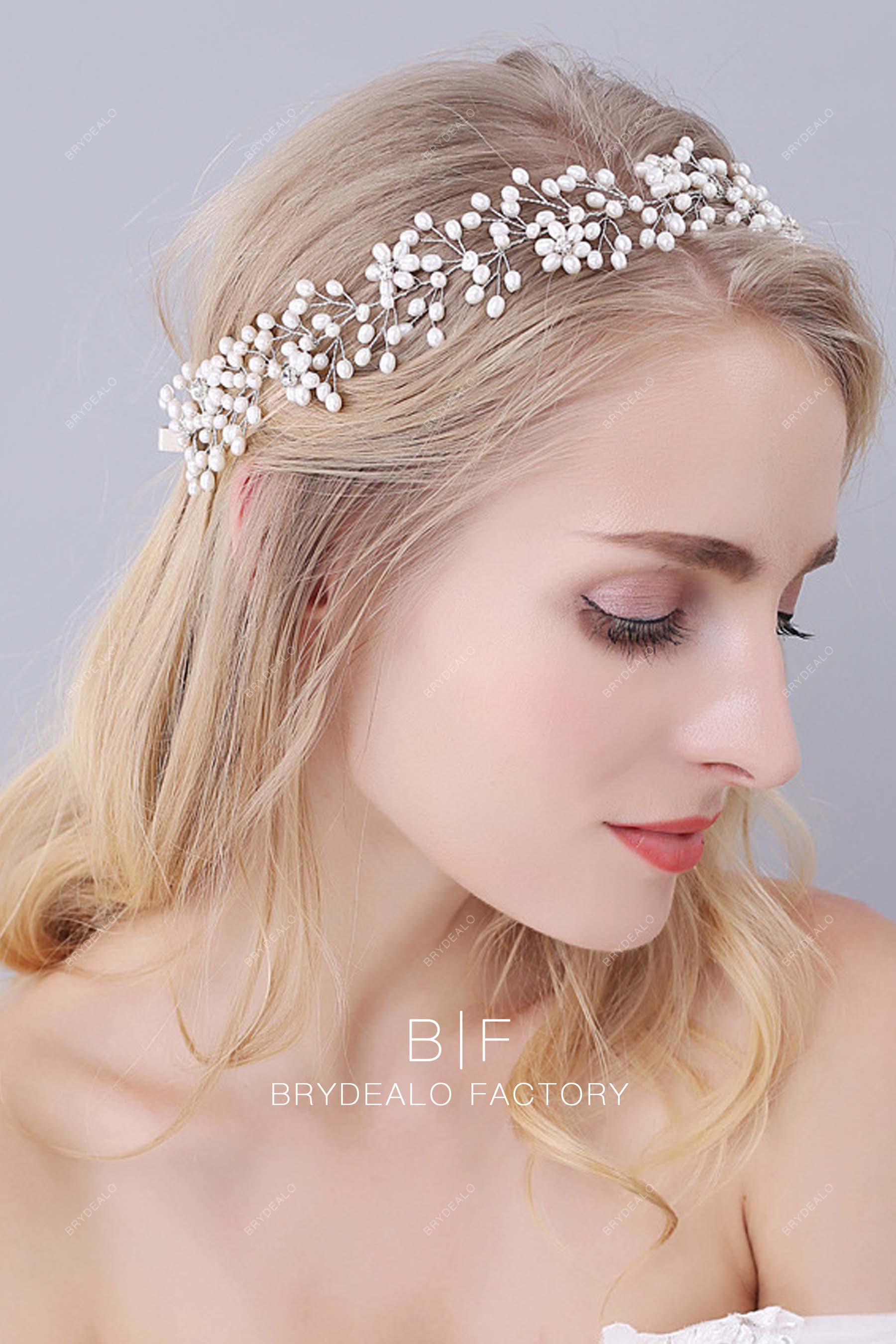 pearls vines bridal headband