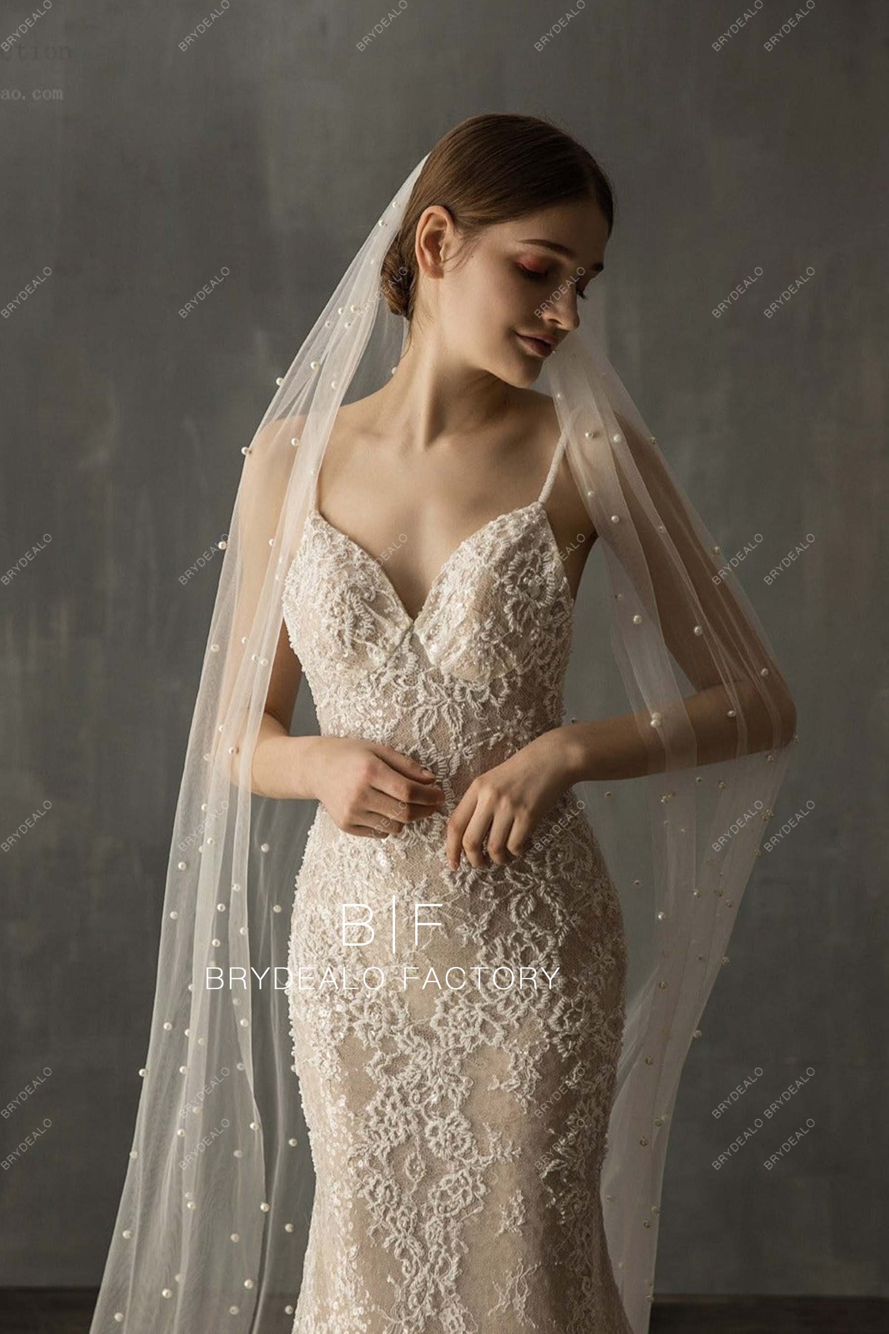 pearls wedding veil
