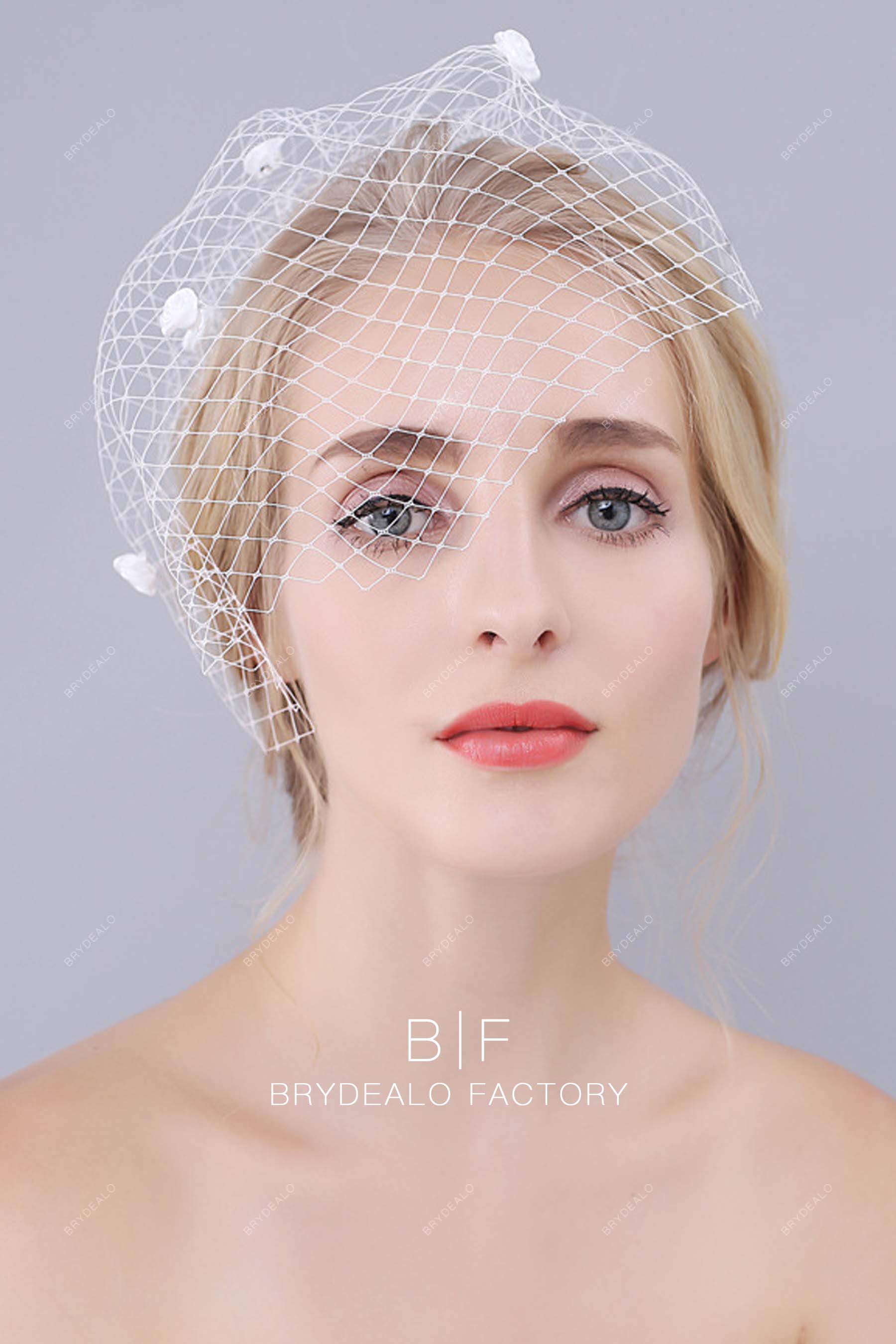 Romantic Petal Blusher Veil Bridal Birdcage Wedding Veil