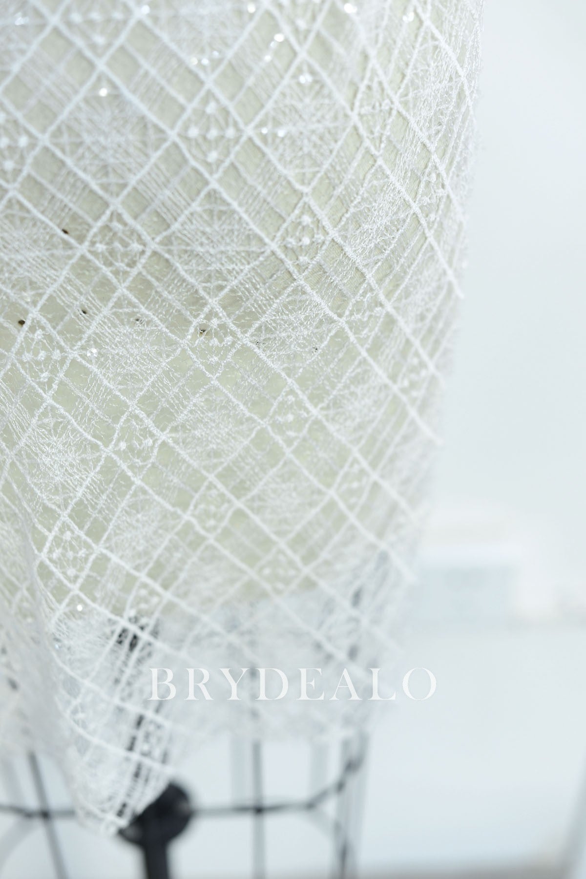 Wholesale Ragged Rhombus Crochet Lace with Clear Sequins