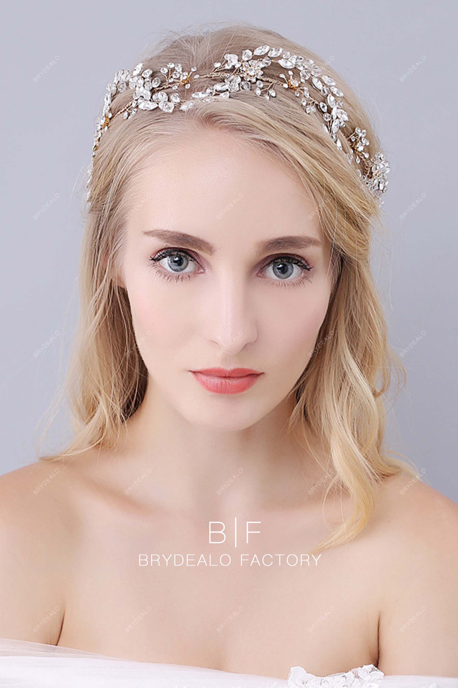 Crystals Rhinestones Gold Vine Metal Headpiece