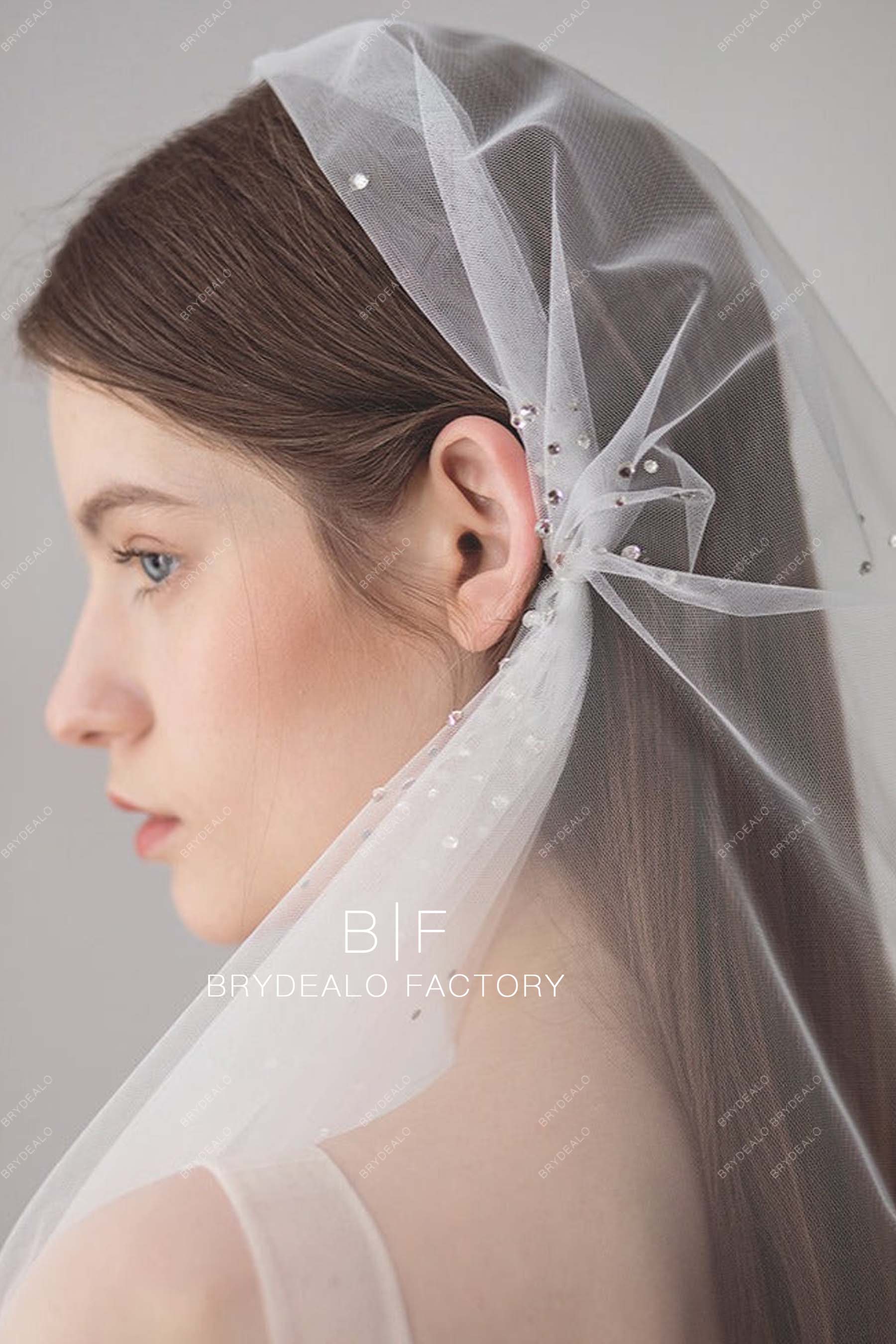 Rhinestones Adorned Cap Bridal Veil