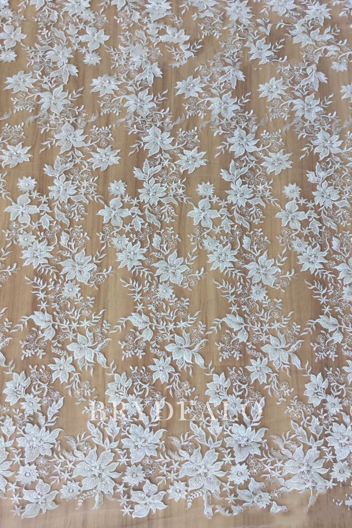 Romantic Beaded Flower Embroidered Lace Fabric online
