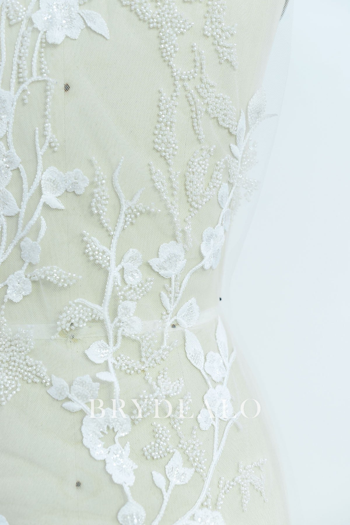 Wholesale Beaded Flower Embroidery Lace Fabric