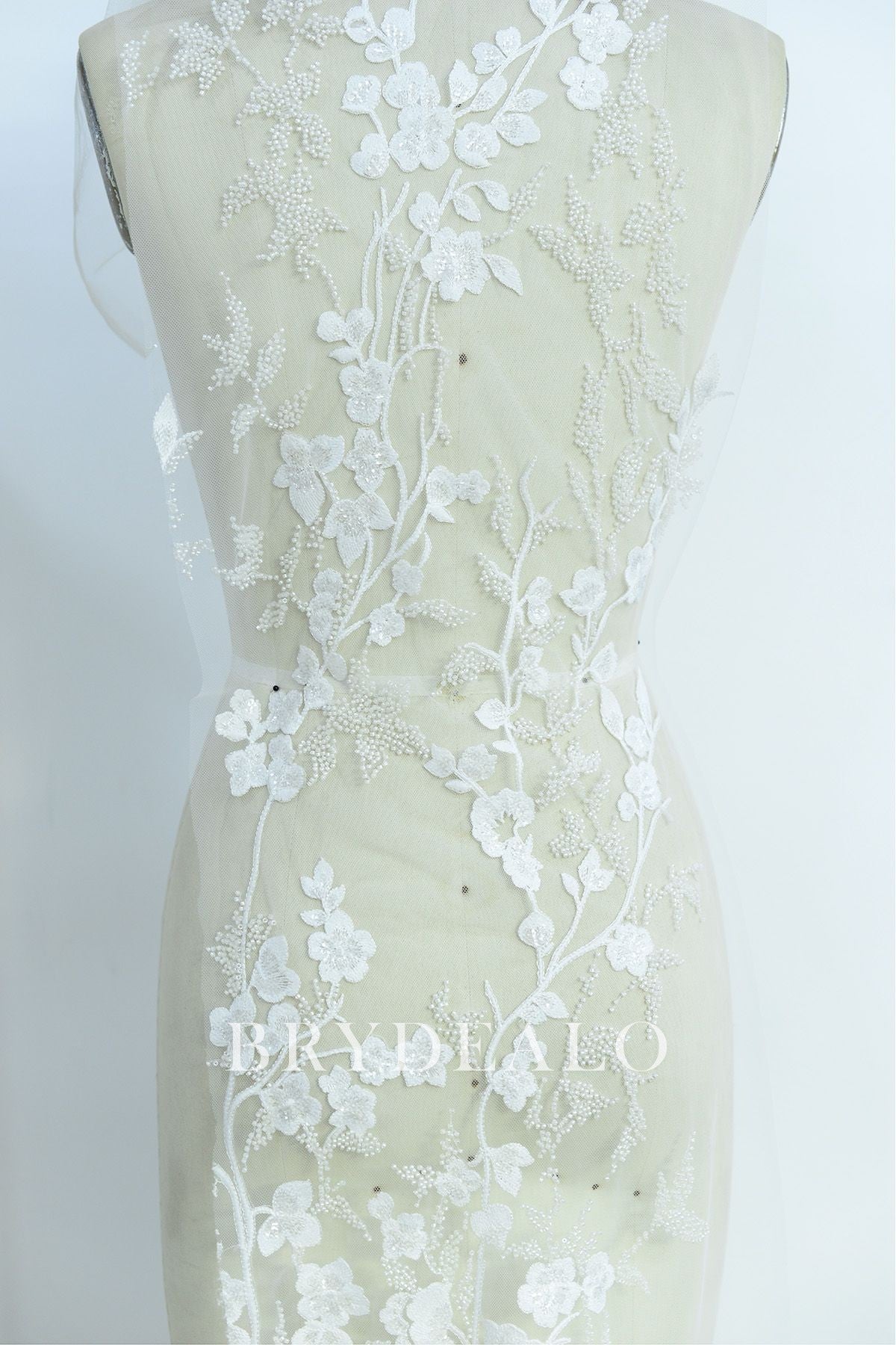 Romantic Beaded Flower Embroidery Lace Fabric
