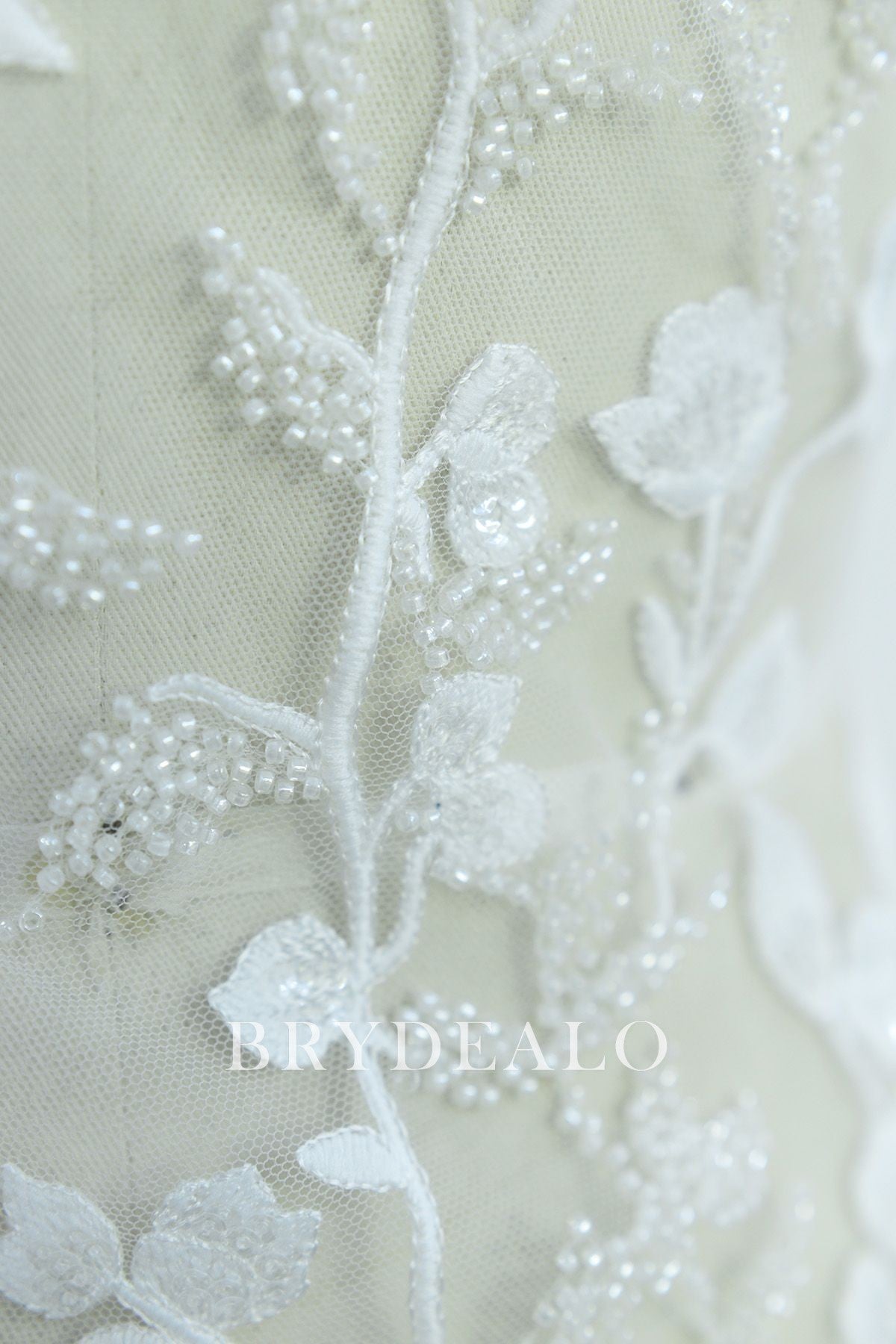 Beaded Flower Embroidery Lace Fabric