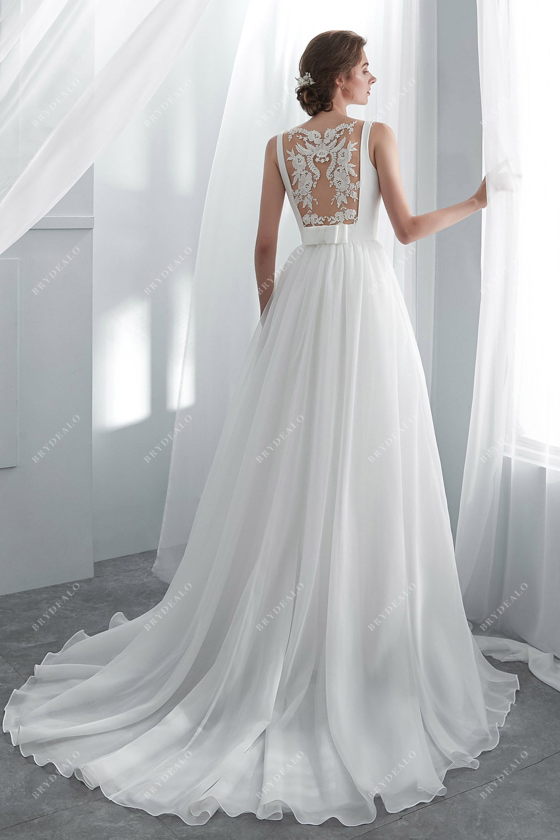 Illusion Back Wedding Ball Gown