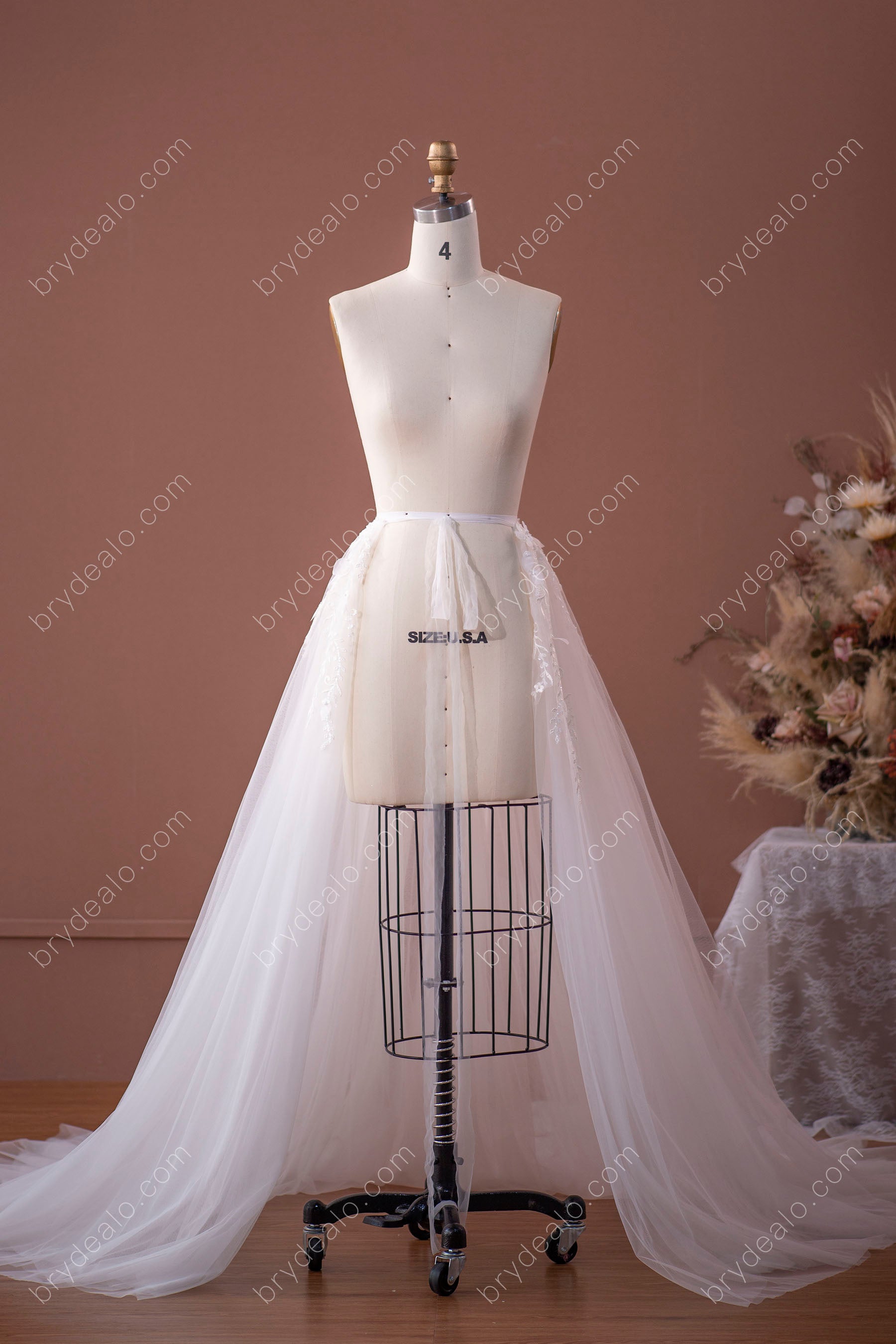 romantic pearls beaded flower overskirt