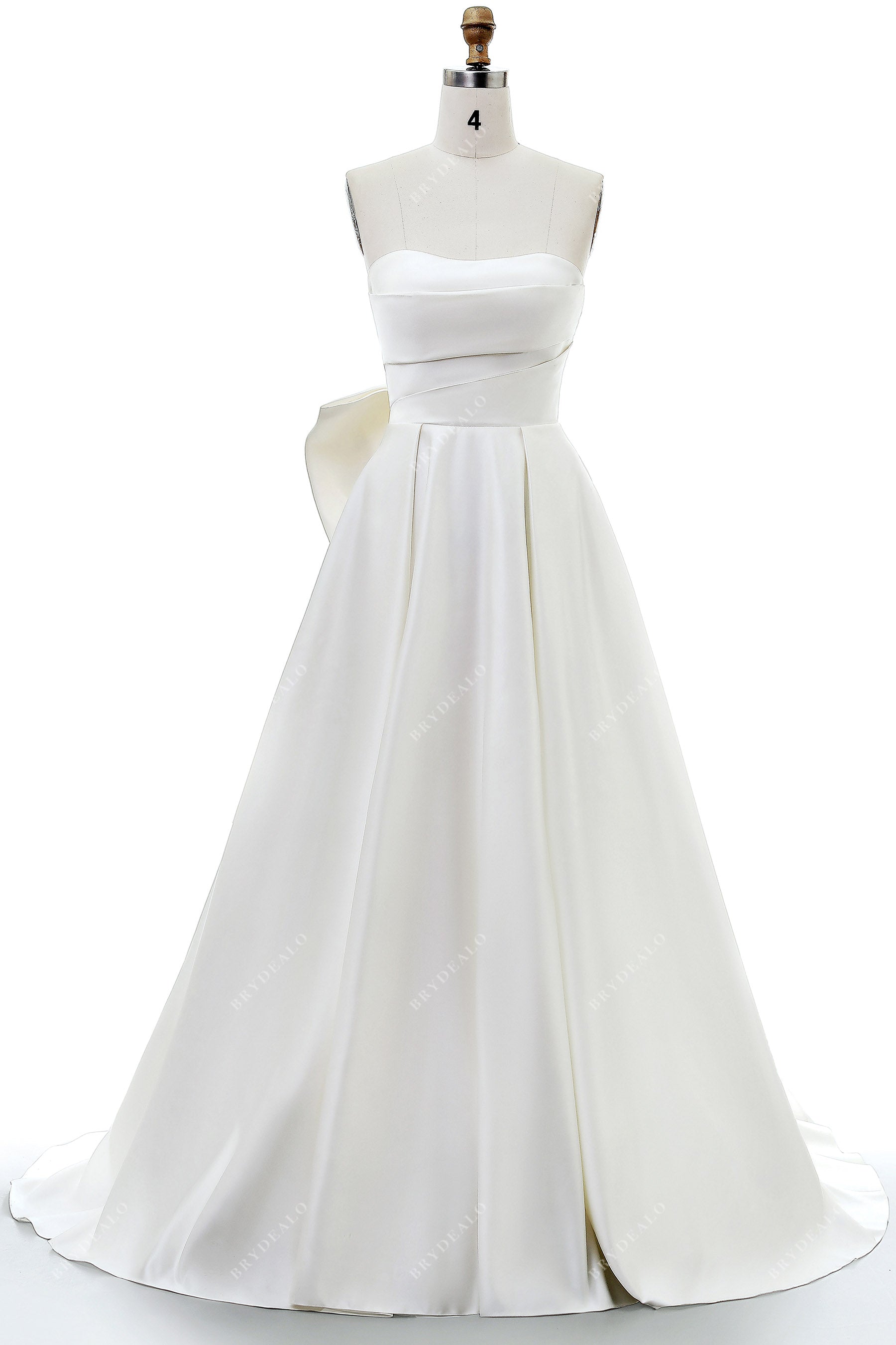 Simple Satin A-line Wedding Dress with Pockets for Wholesale