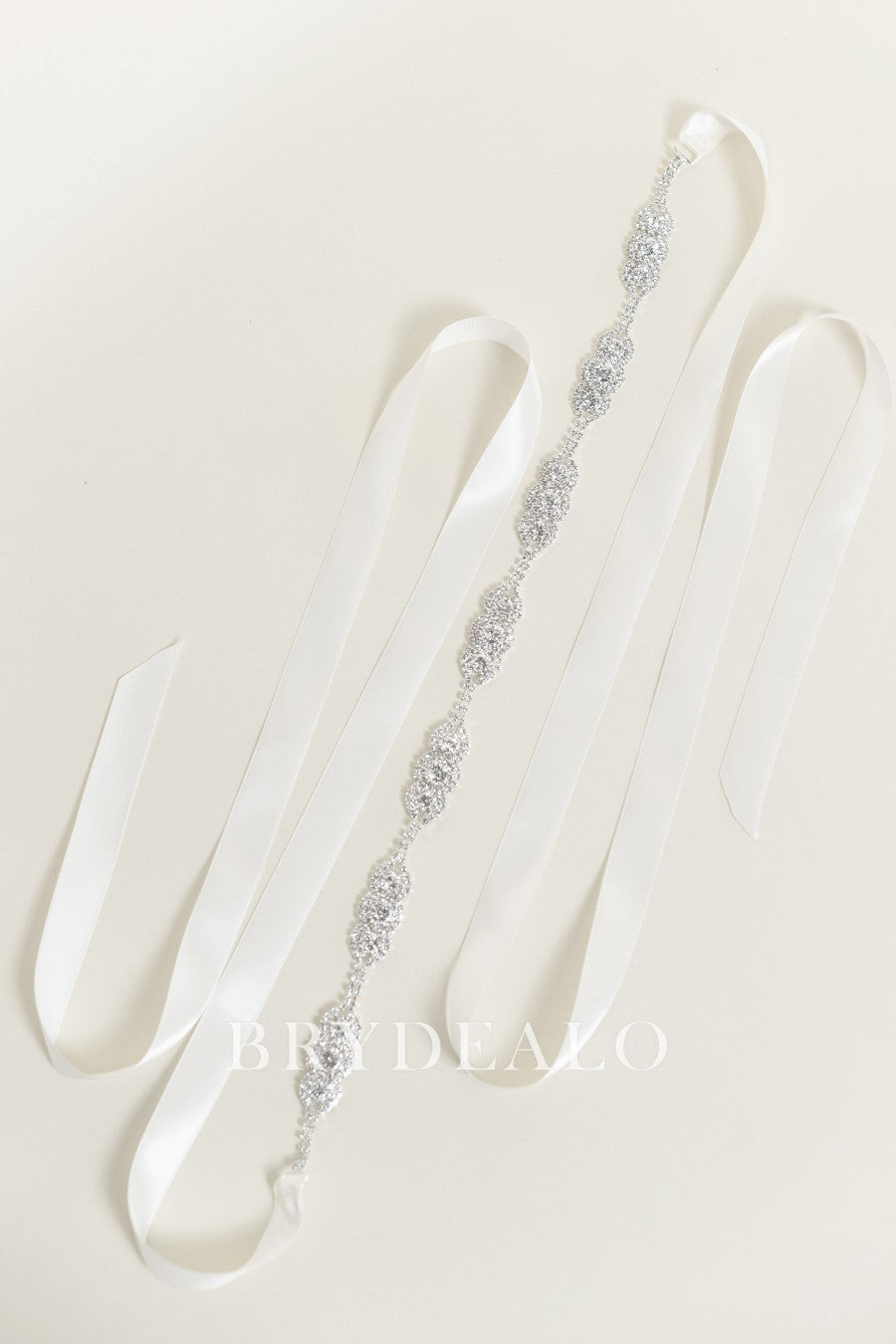 Satin Bridal Sash With Sparkly Rhinestones And Beads