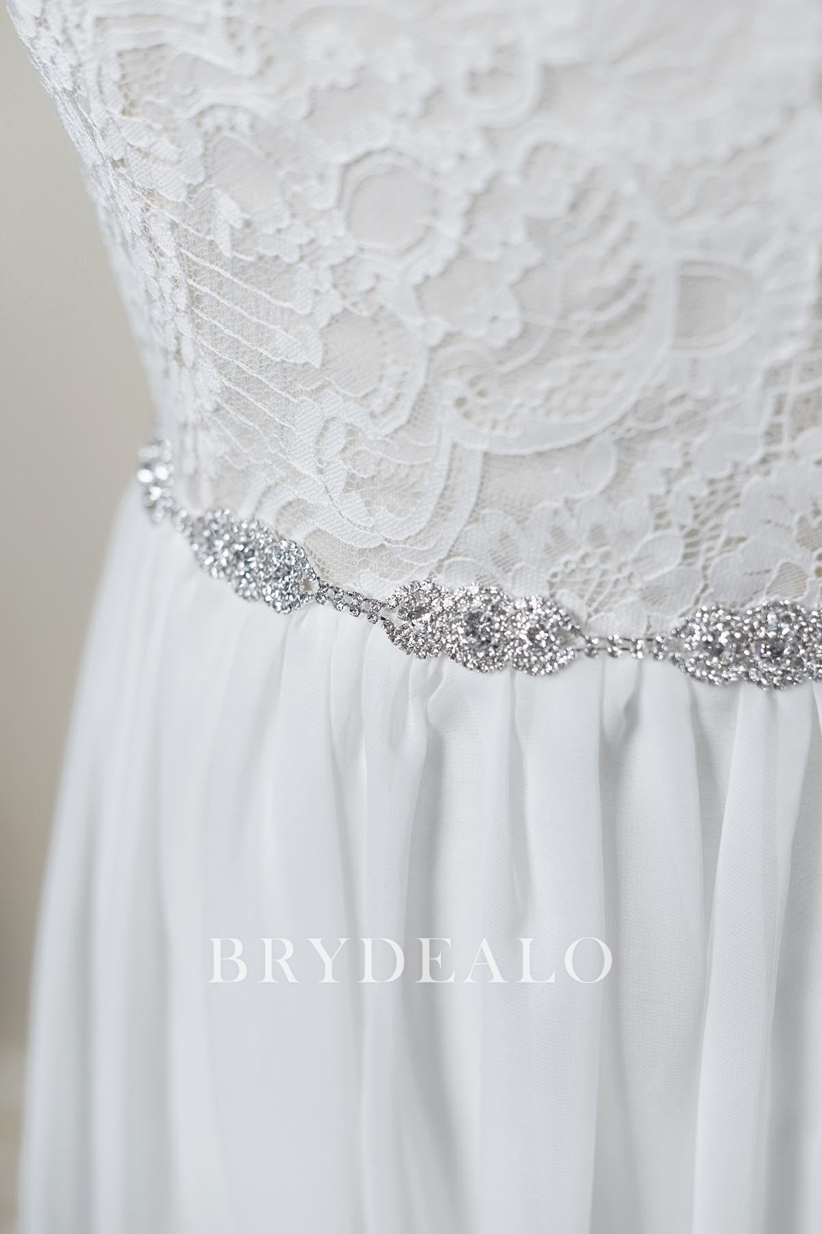 Satin Bridal Sash with Rhinestones and Beads