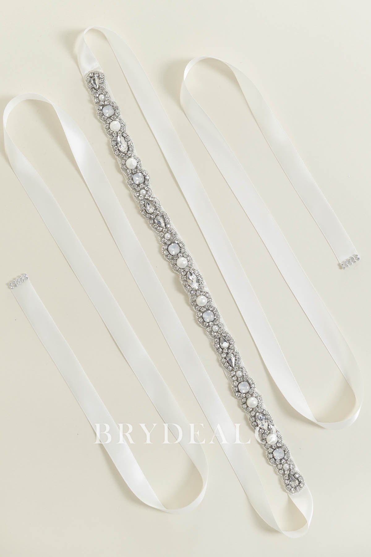 Scalloped Dusty Blue Sparkly Bridal Sash