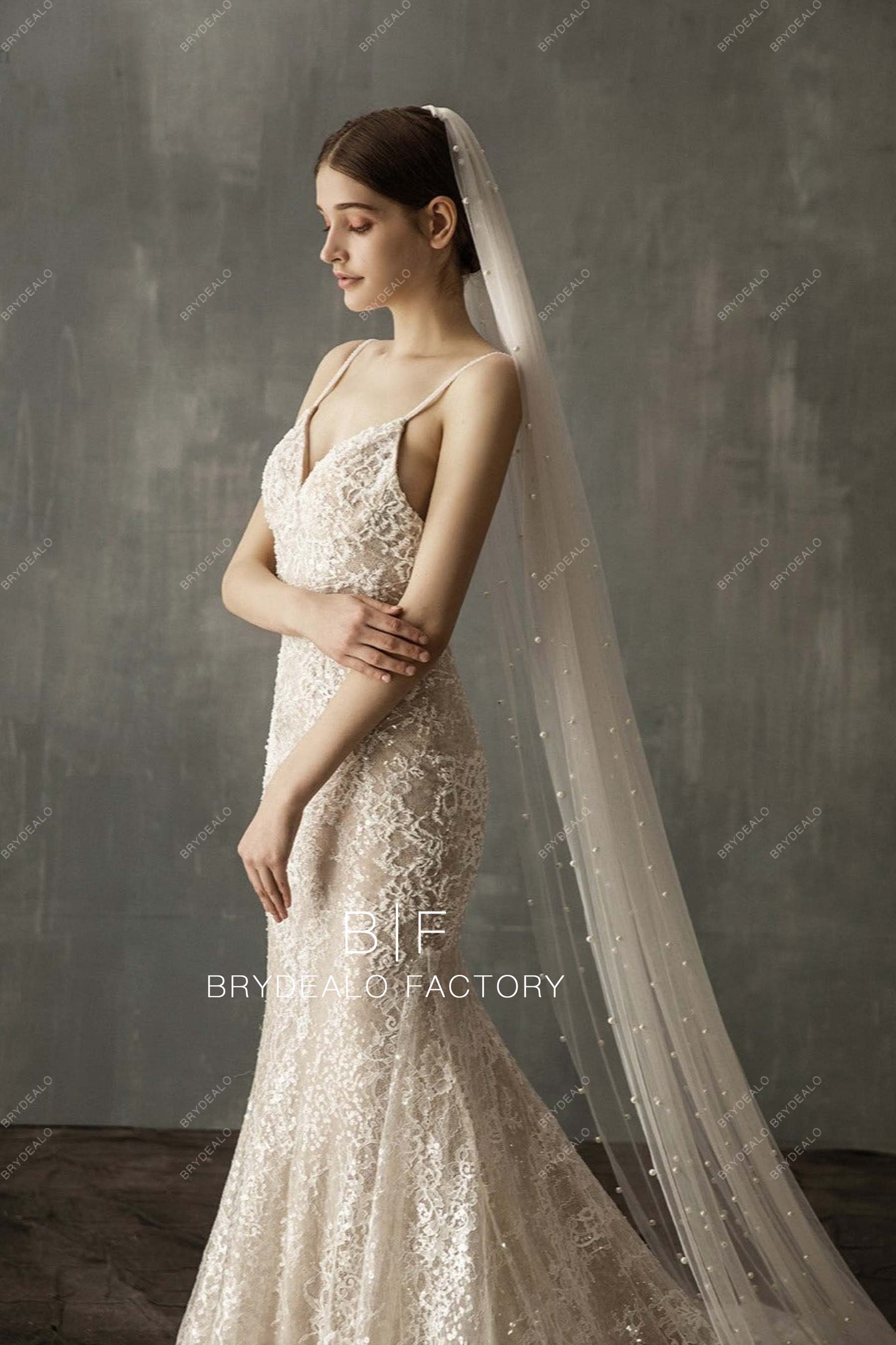 scattered pearls wedding veil