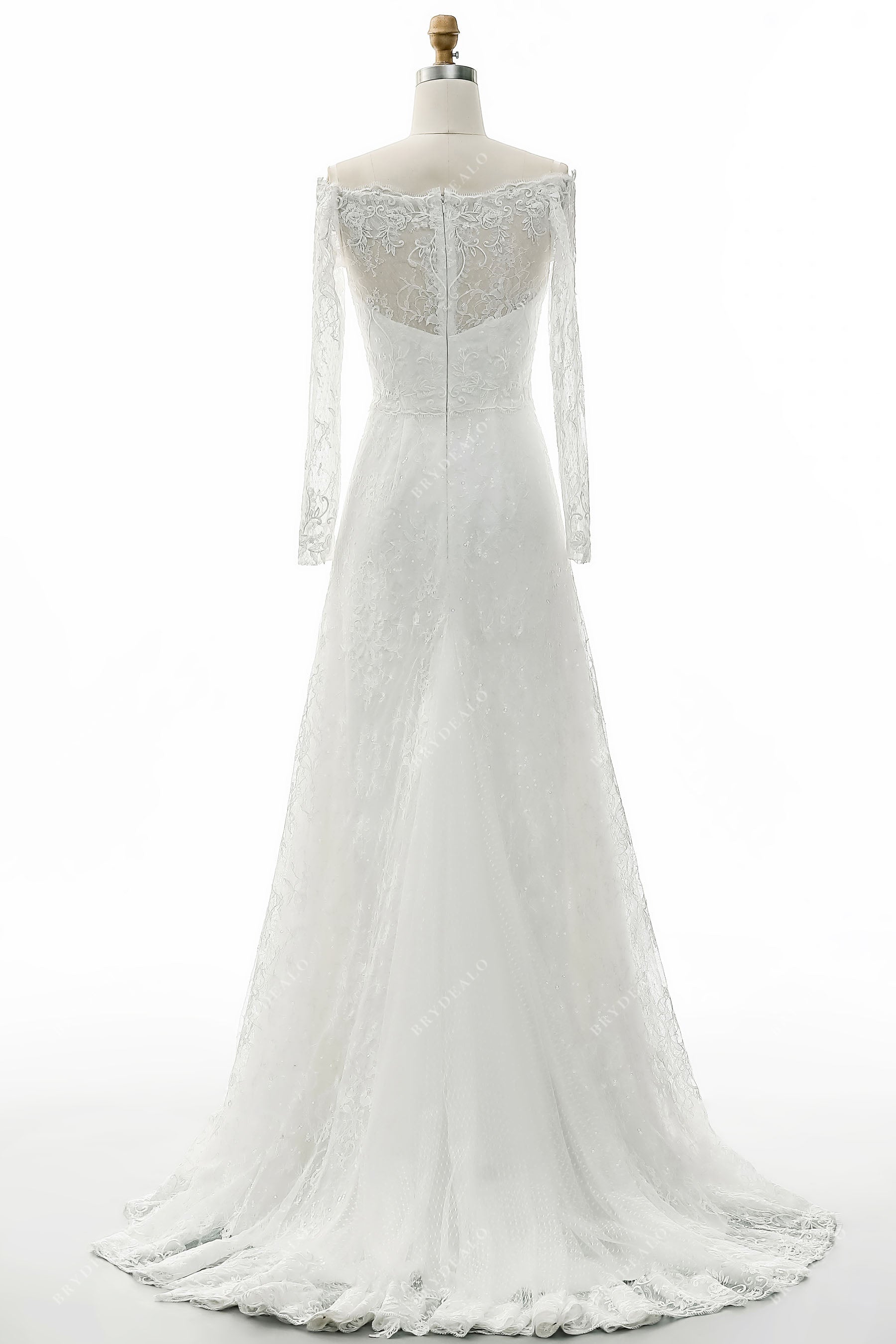 sheer long sleeve lace mermaid wedding dress