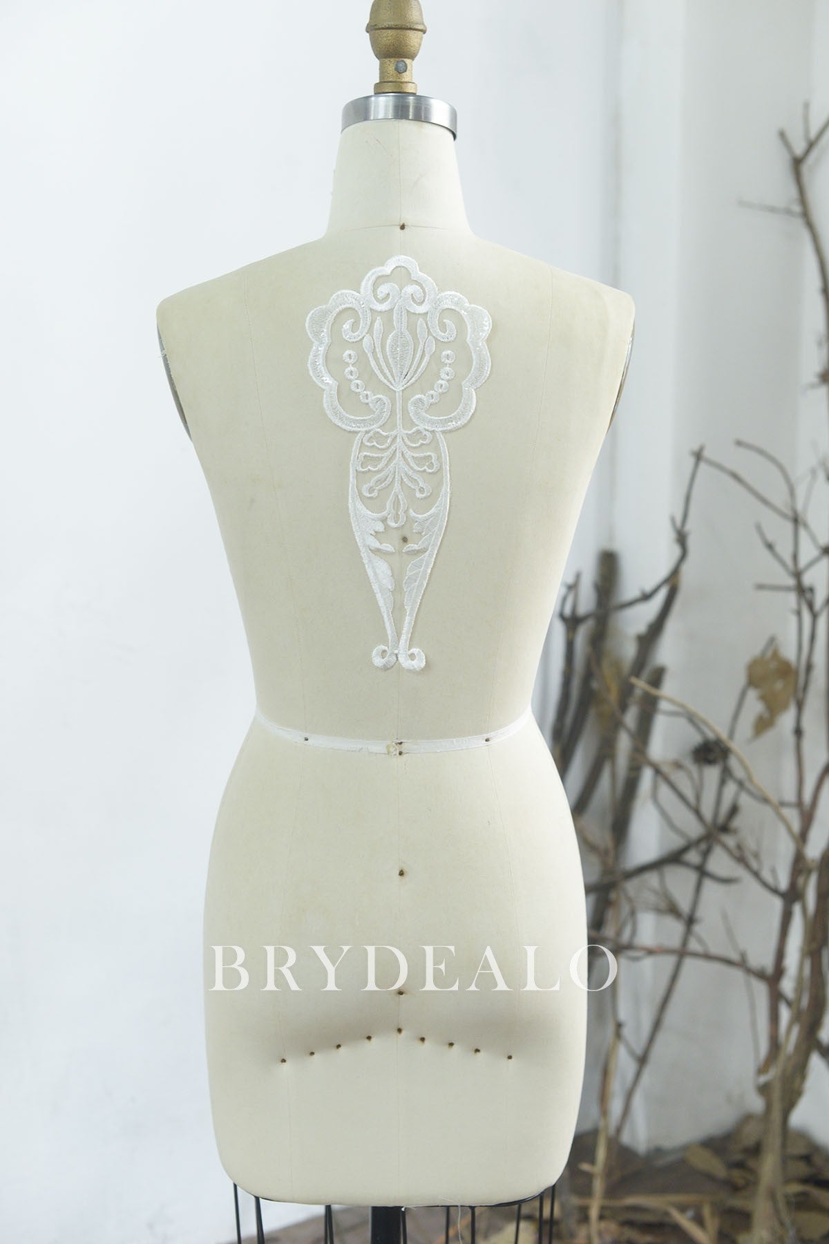 Shimmery Symmetrical Bridal Lace Appliqué