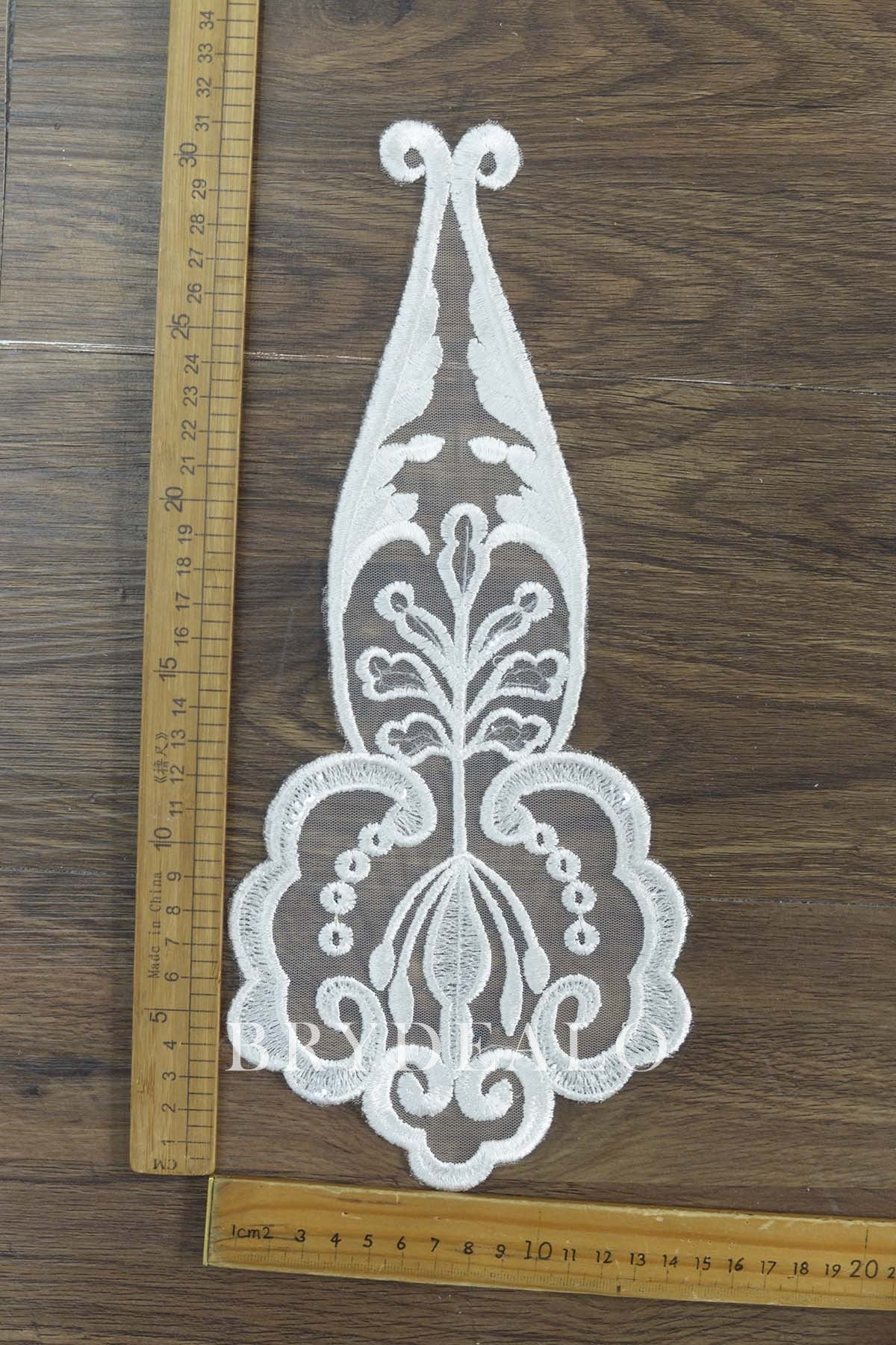 Shimmery Symmetrical Bridal Lace Appliqué for Wholesale