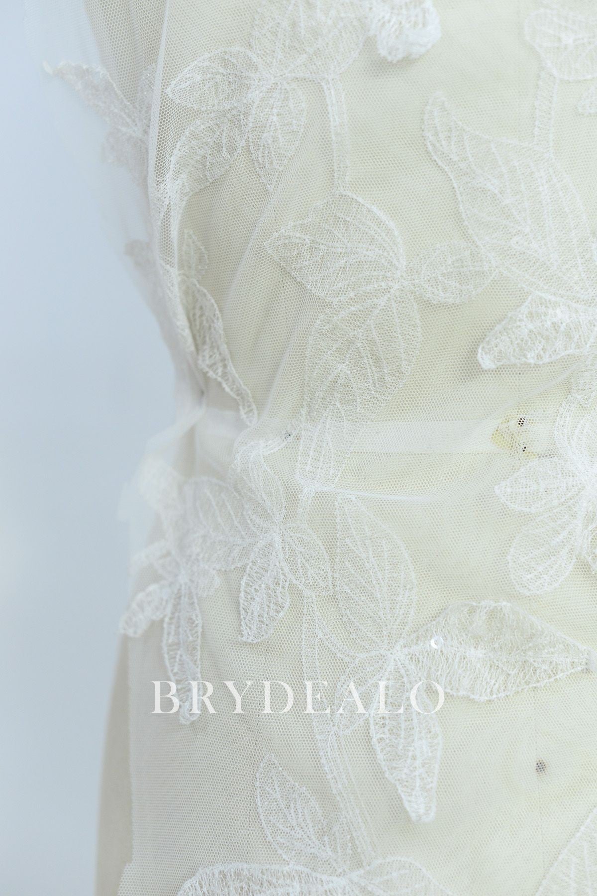 Shimmery Embossed Leaf Embroidered Lace Fabric
