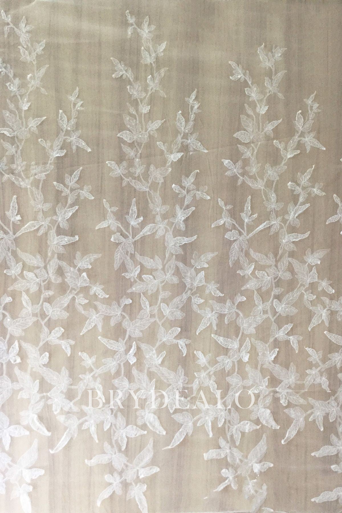 Shimmery Embossed Leaf Lace Fabric