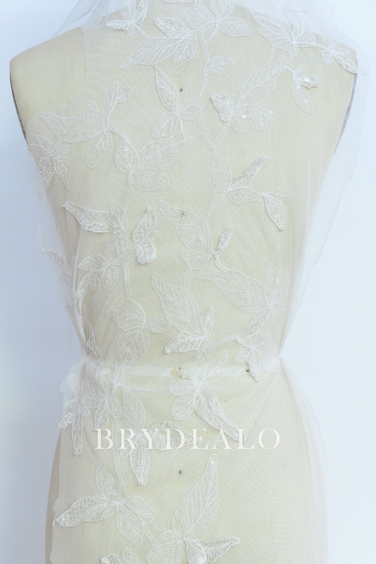 Embossed Leaf Embroidered Lace Fabric
